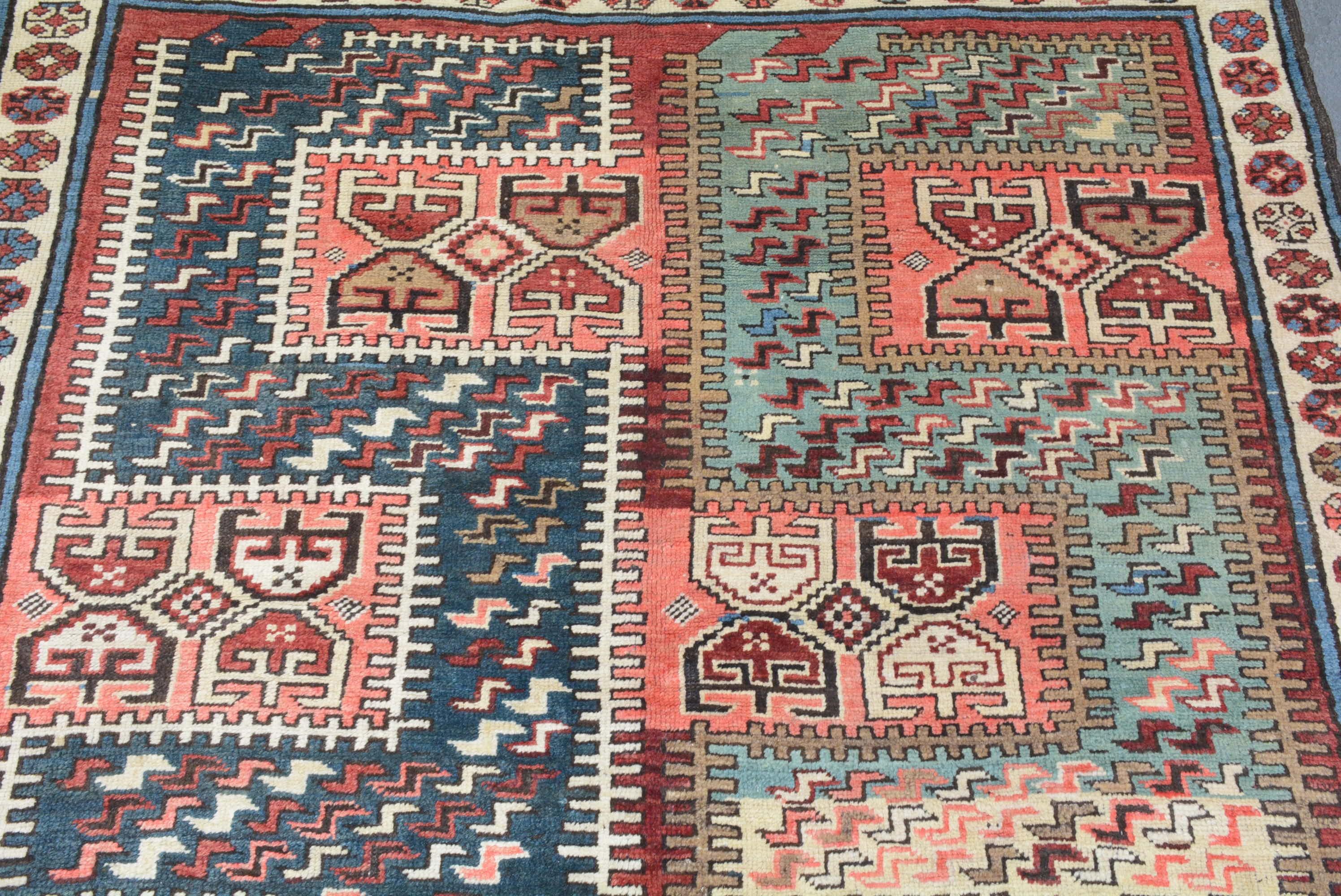 Dramatic Antique Caucasian Karabagh Rug For Sale 1