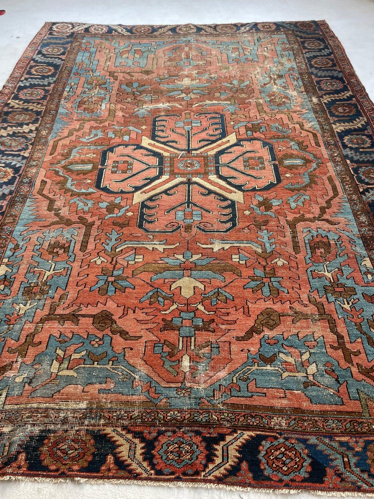 Dramatic Antique Persian Heriz Rug in Gorgeous and Unique Dream, circa ...