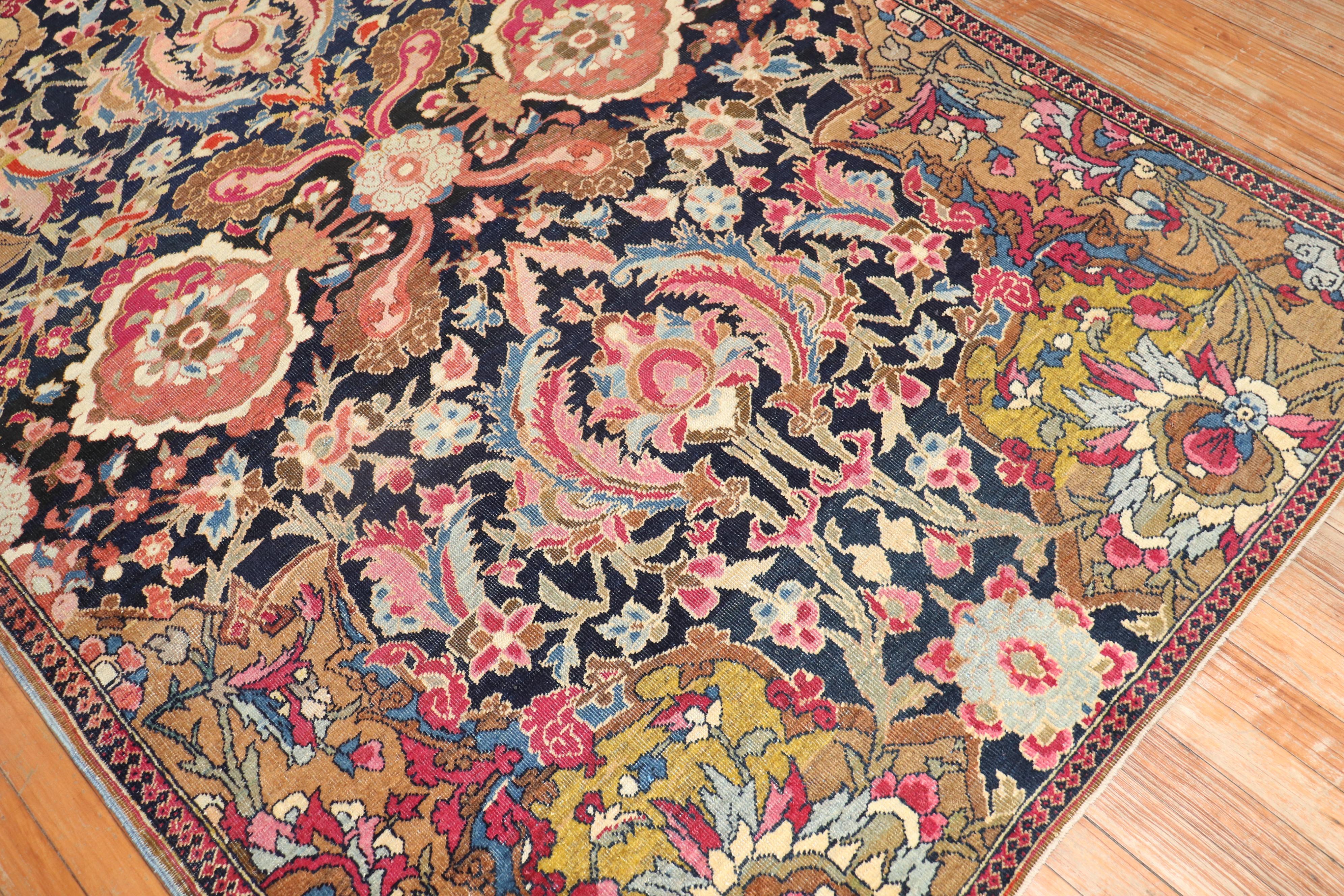 Dramatic Antique Persian Isfahan Rug For Sale 1