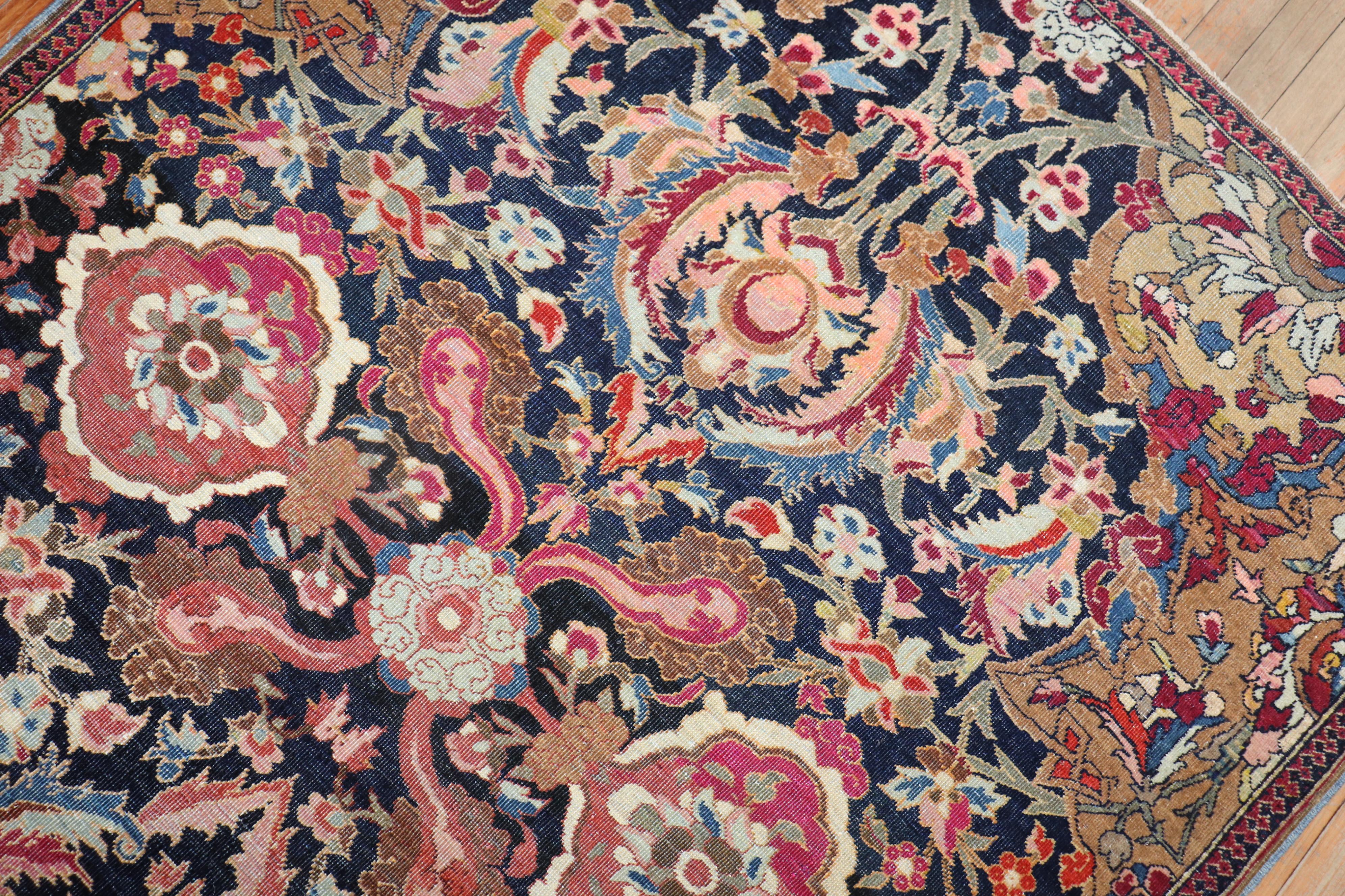 Indian Dramatic Antique Persian Isfahan Rug For Sale