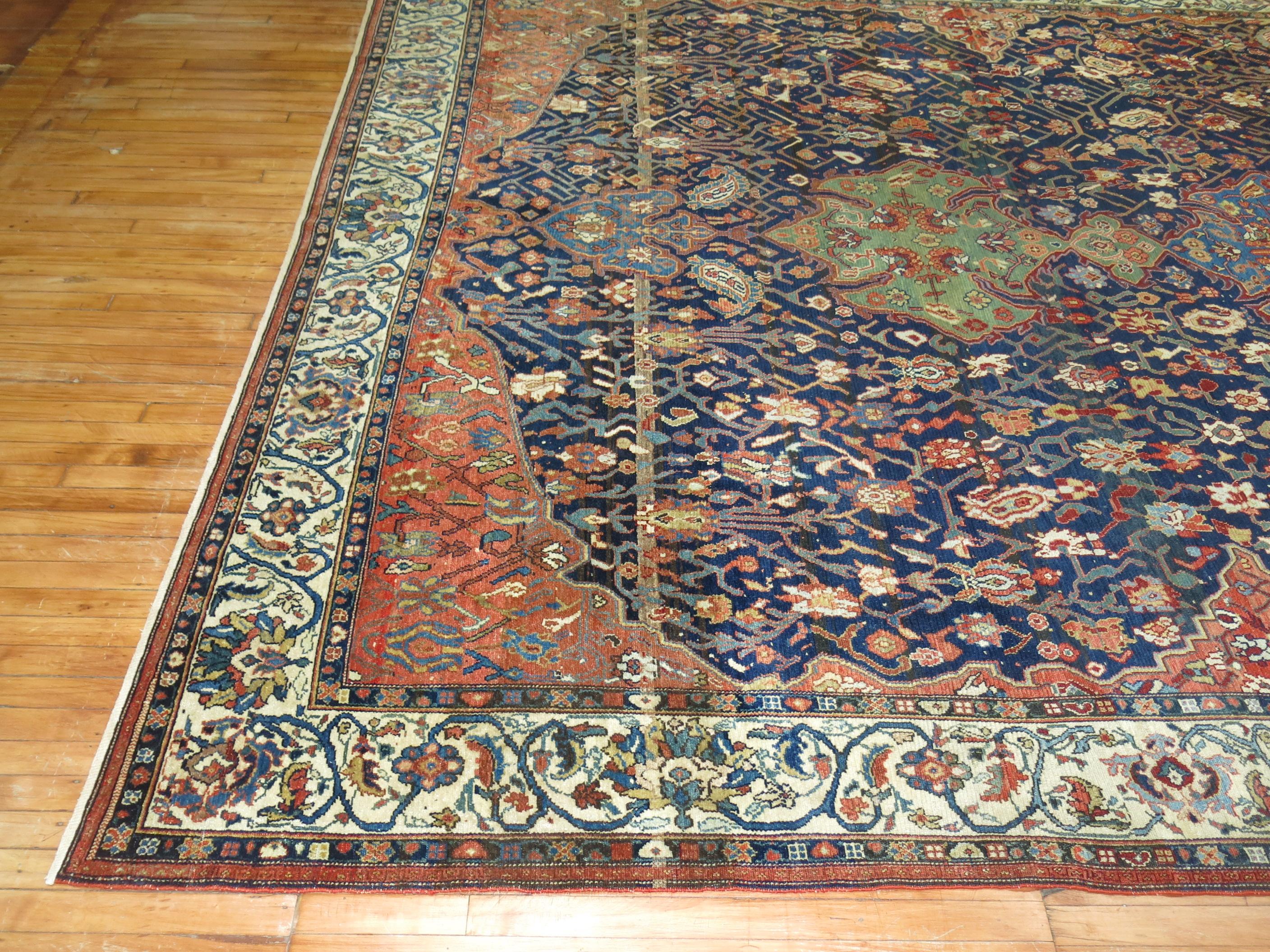Dramatic Antique Persian Malayer Room Size Rug For Sale 3