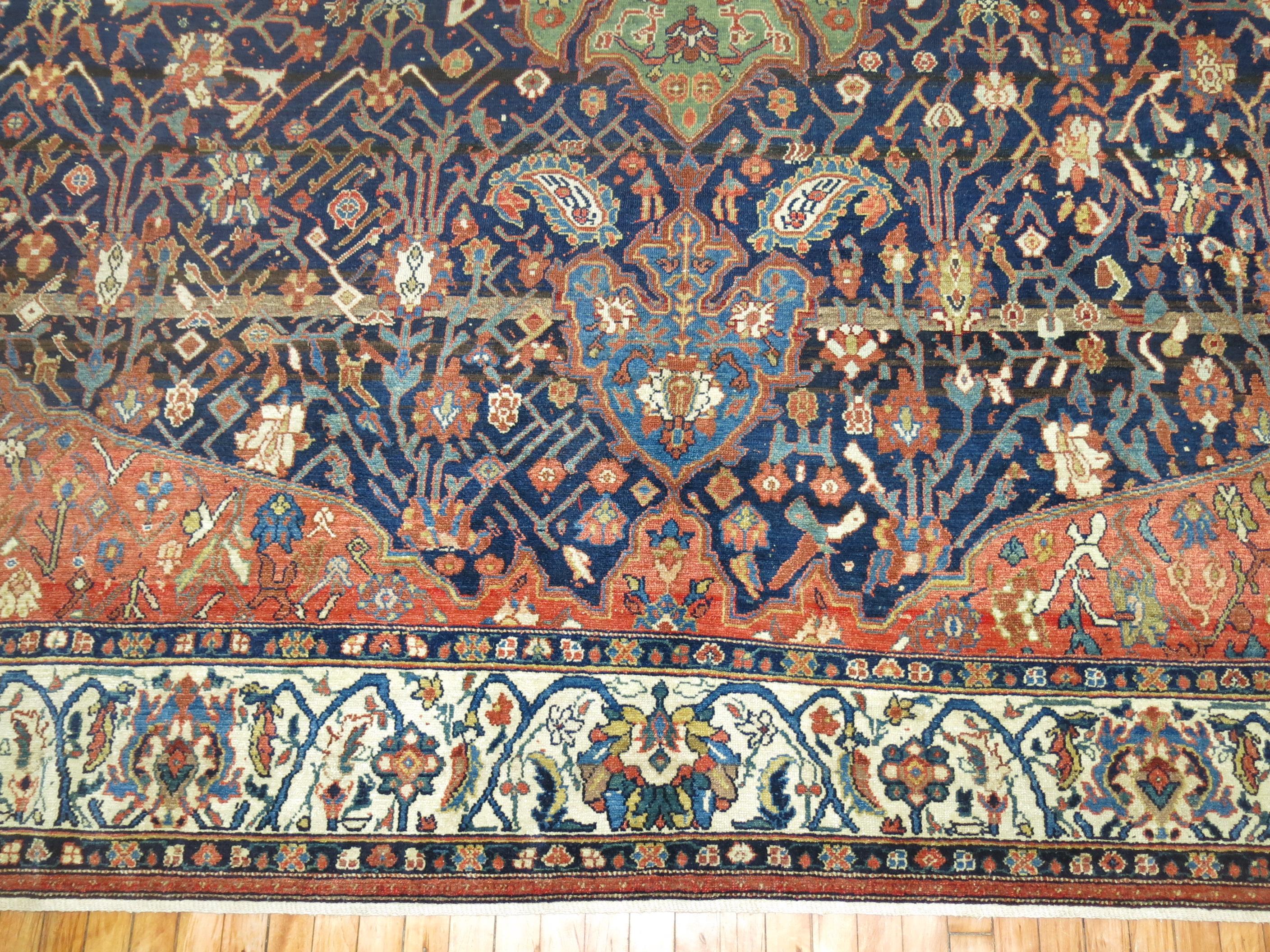 Agra Dramatic Antique Persian Malayer Room Size Rug For Sale