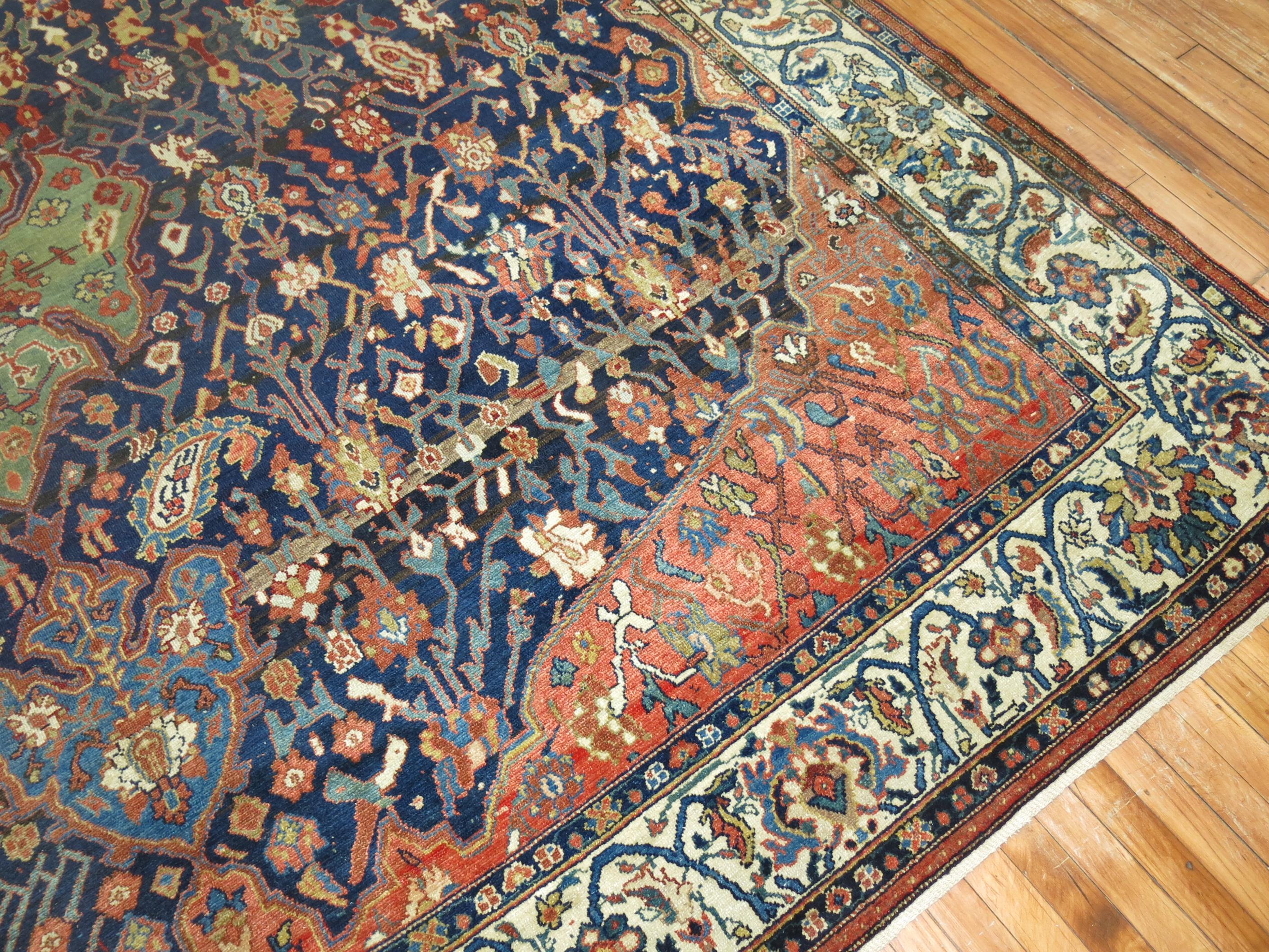 Hand-Woven Dramatic Antique Persian Malayer Room Size Rug For Sale