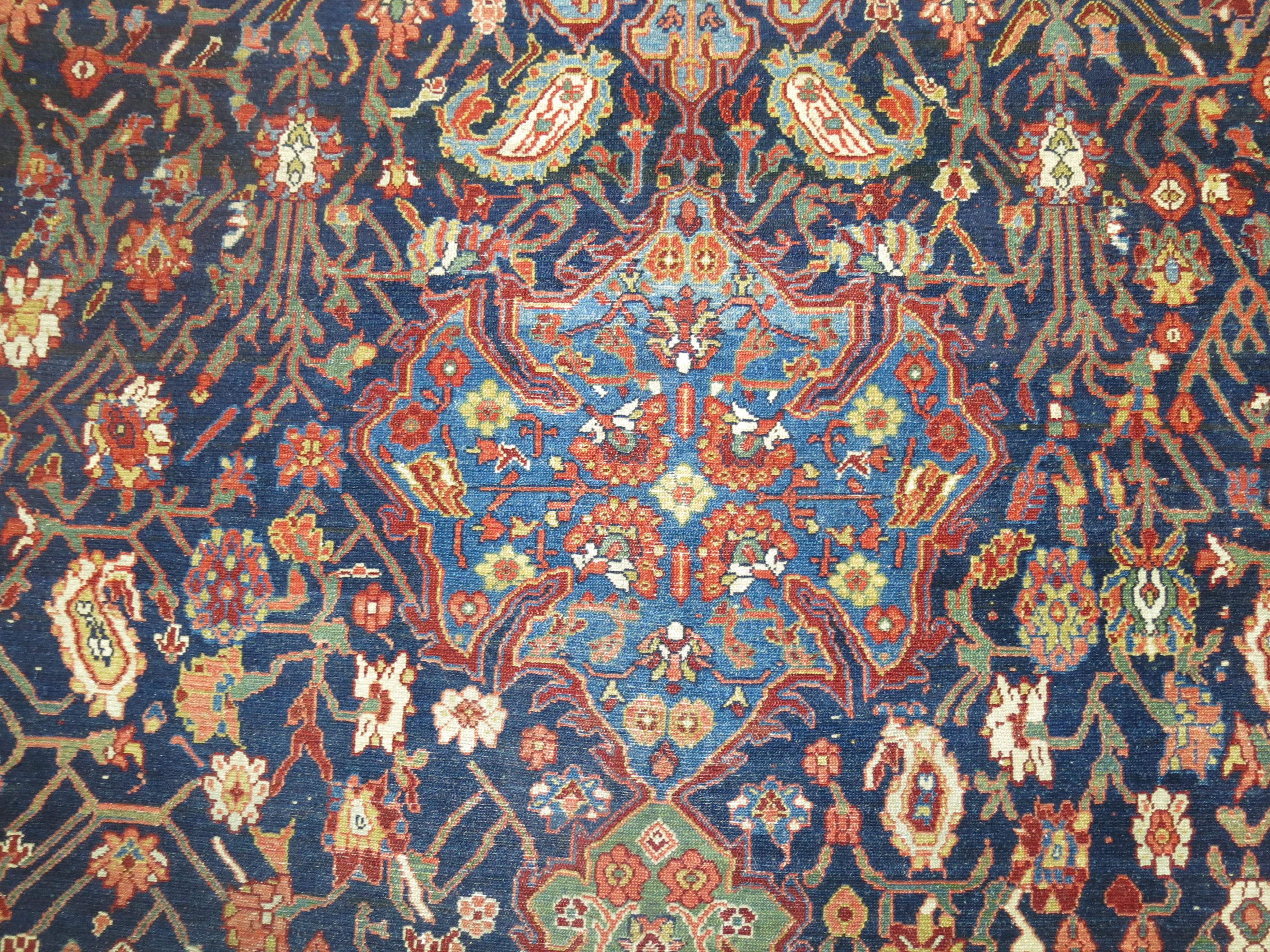 20th Century Dramatic Antique Persian Malayer Room Size Rug For Sale