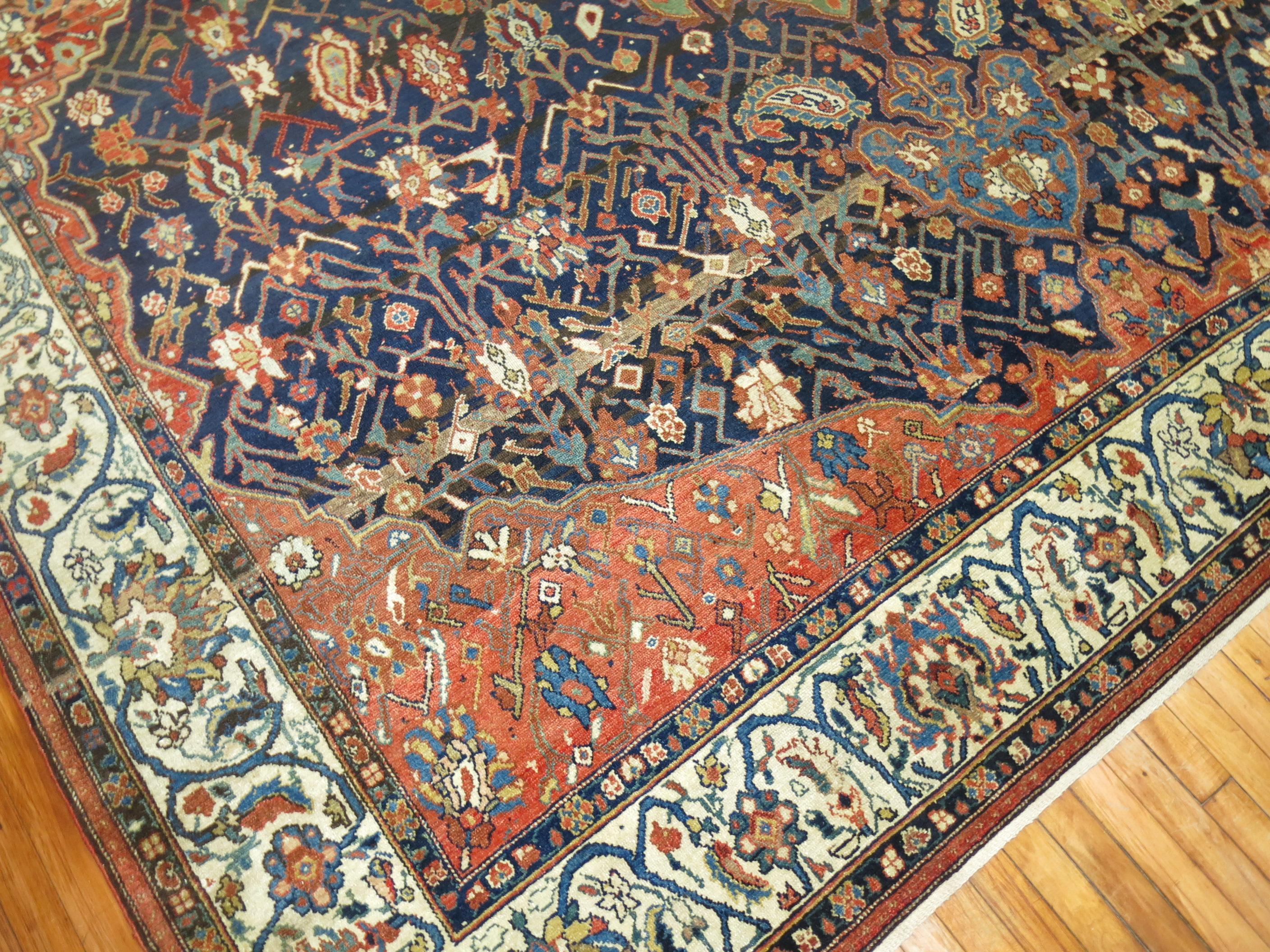 Dramatic Antique Persian Malayer Room Size Rug For Sale 2