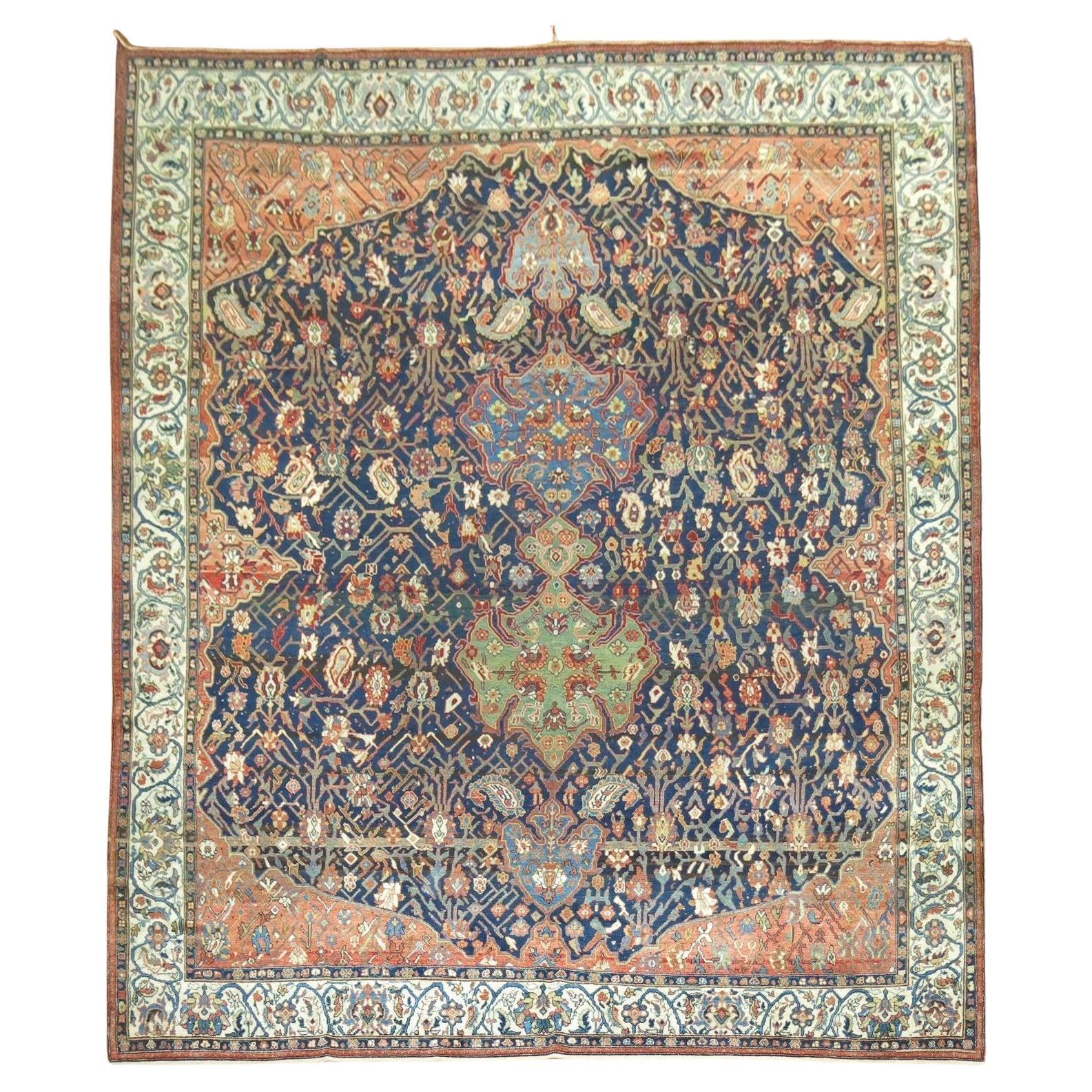 Dramatic Antique Persian Malayer Room Size Rug For Sale