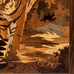 Dramatic Art Deco Period Intarsia Wood Panel of a Tiger