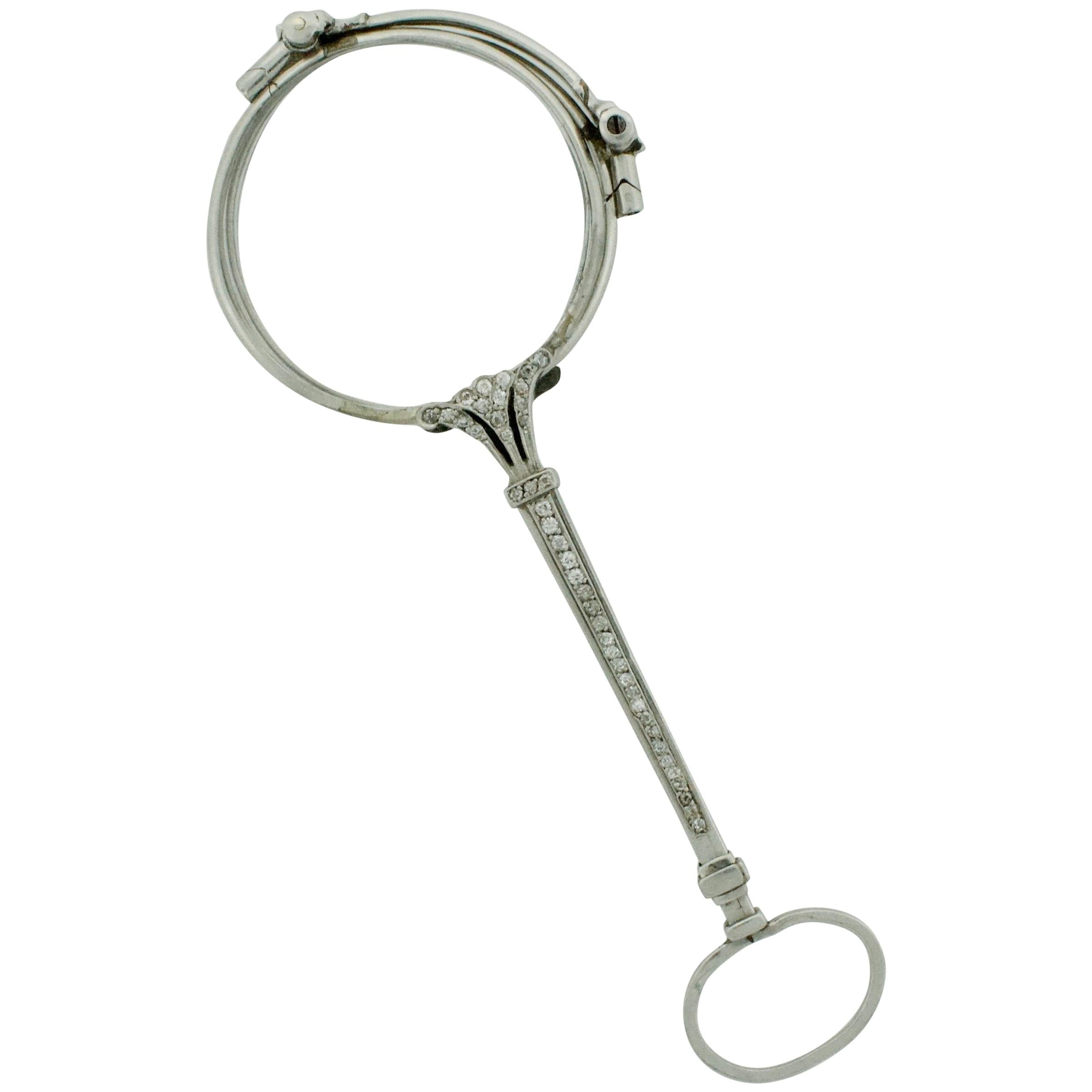 Dramatische Art-Déco-Lorgnette aus Platin und Diamanten, um 1920