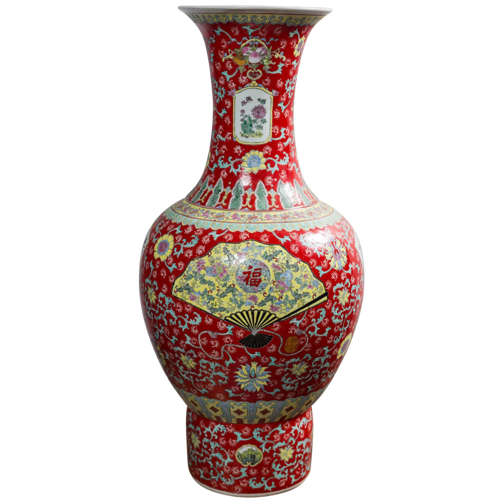 Dramatic Asian Porcelain Floor Vase