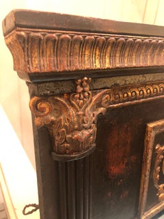 Dramatic Black & Gold Neoclassical Style Trumeau Mirror