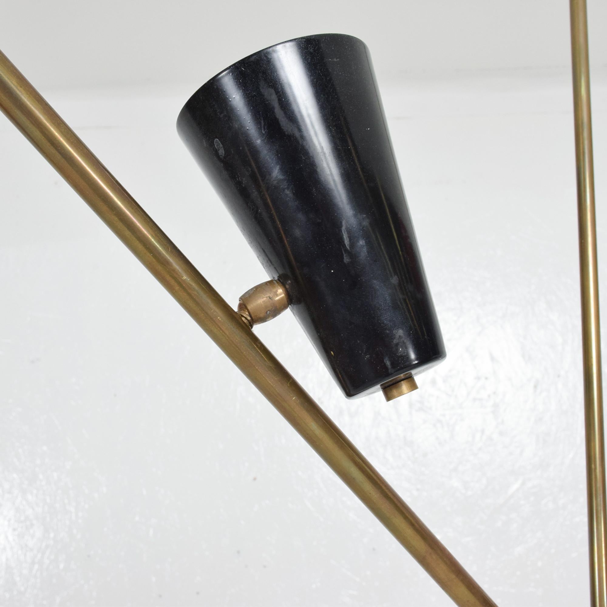 Dramatic Black & Brass Chandelier Modern Mobile Design Four Pivot Shades, Italy 1