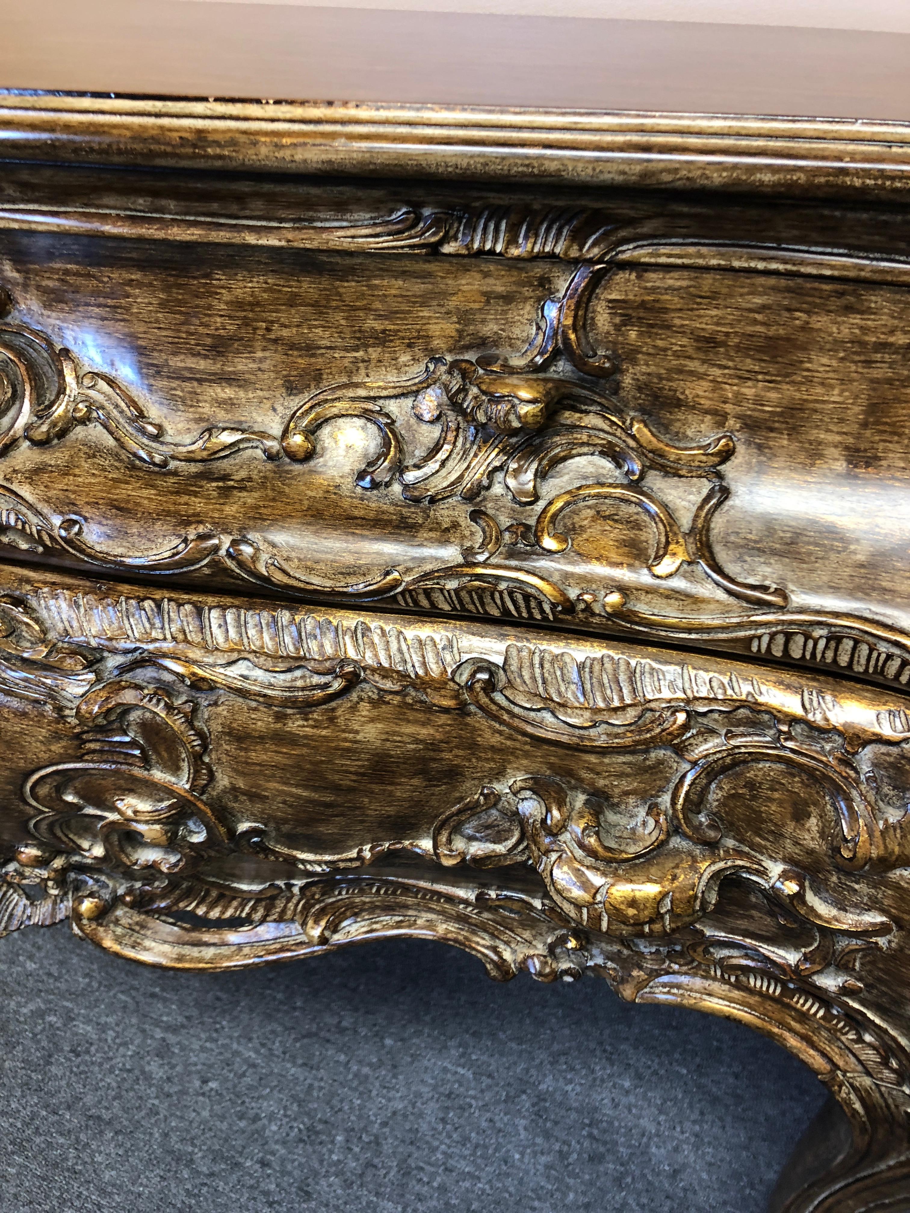 Dramatic Carved Giltwood Italian Bombay Chest Commode by Invincible For Sale 3