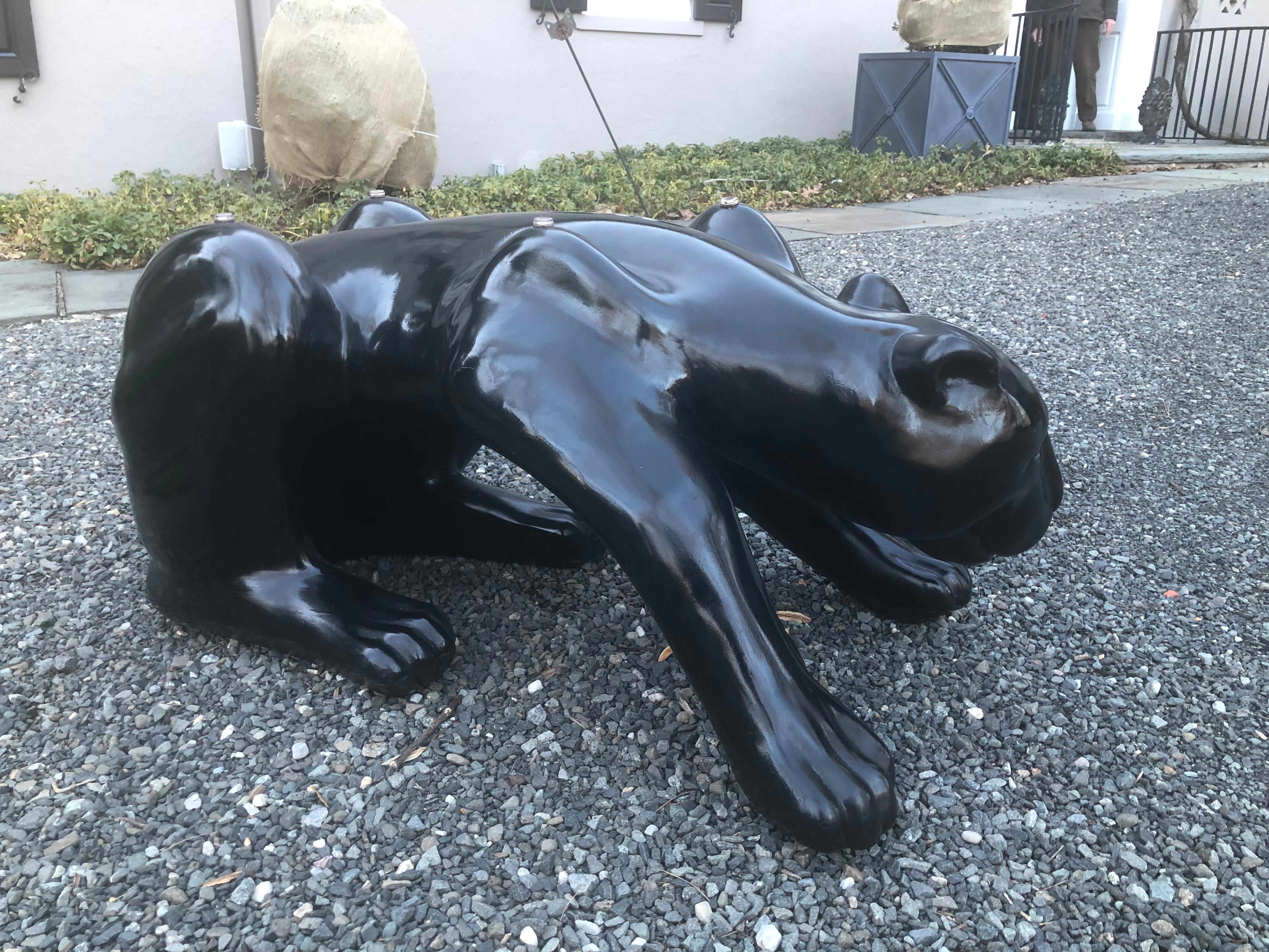 Dramatic Ceramic Black Panther Coffee Table or Sculpture 1