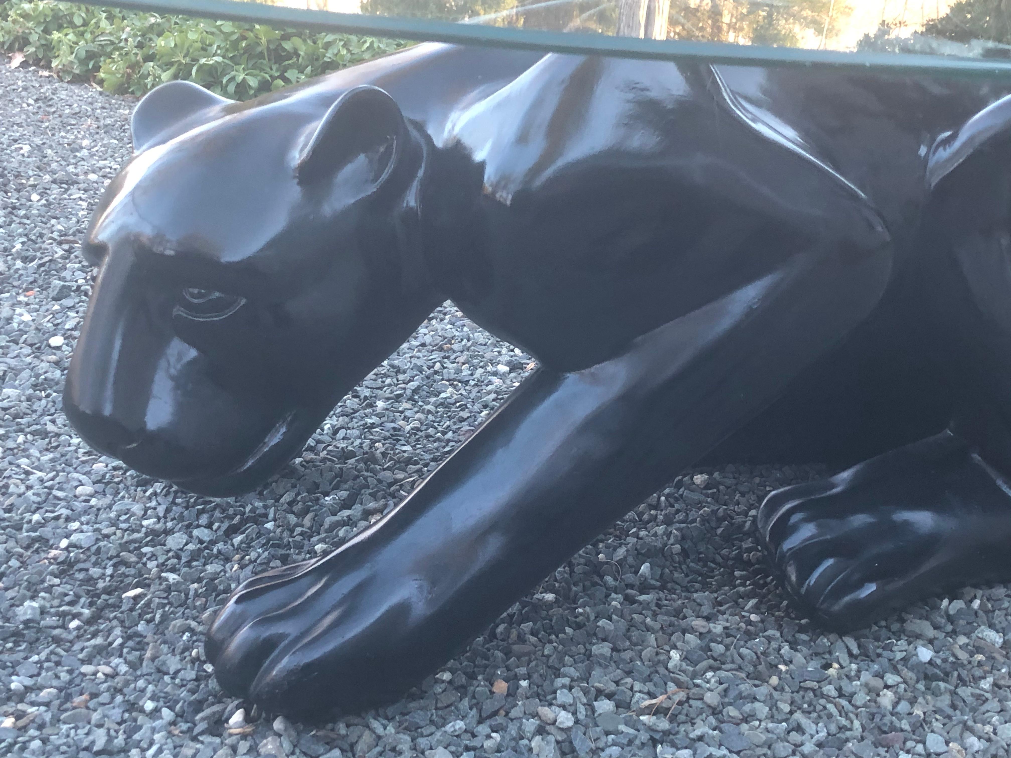 Dramatic Ceramic Black Panther Coffee Table or Sculpture In Excellent Condition In Hopewell, NJ