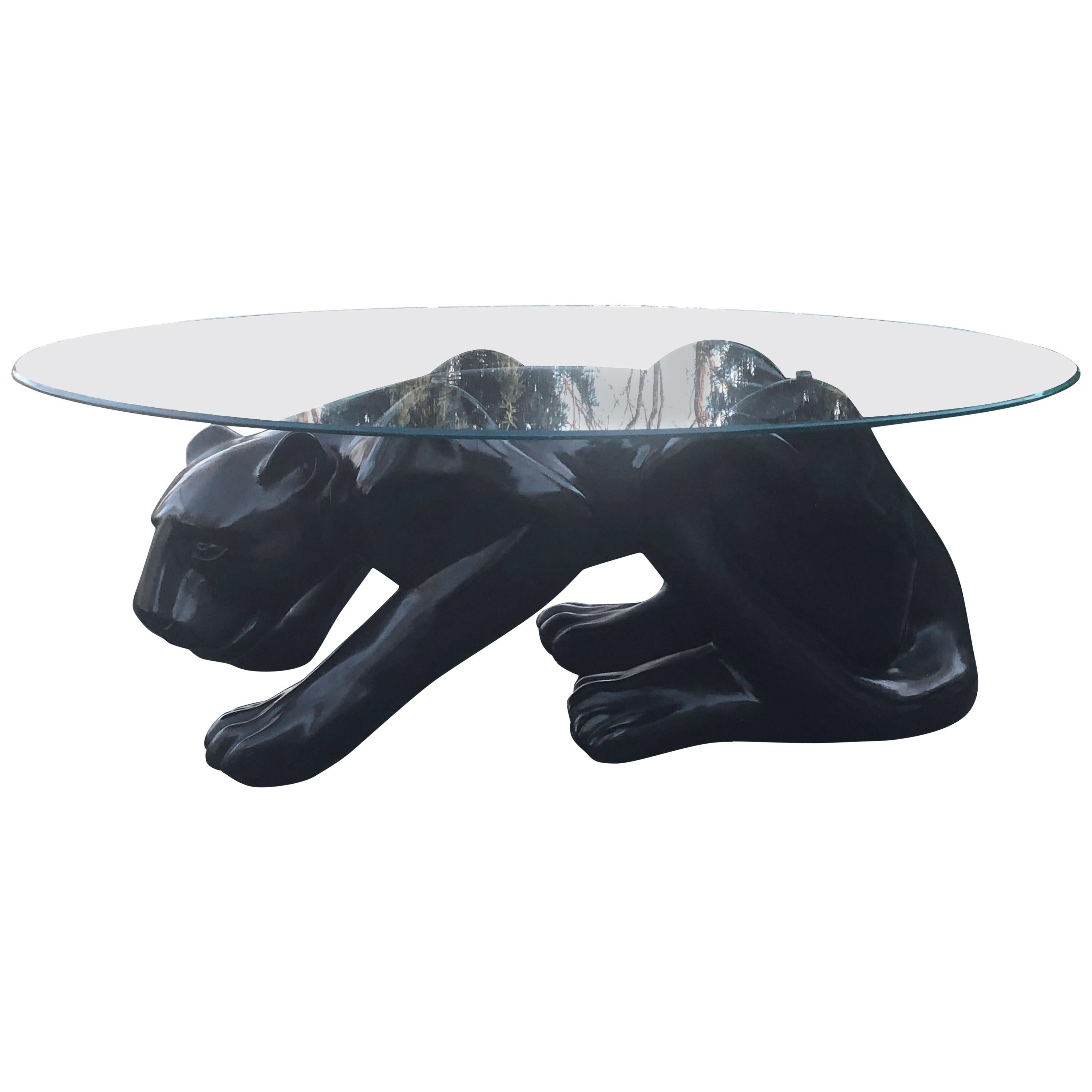 Dramatic Ceramic Black Panther Coffee Table or Sculpture