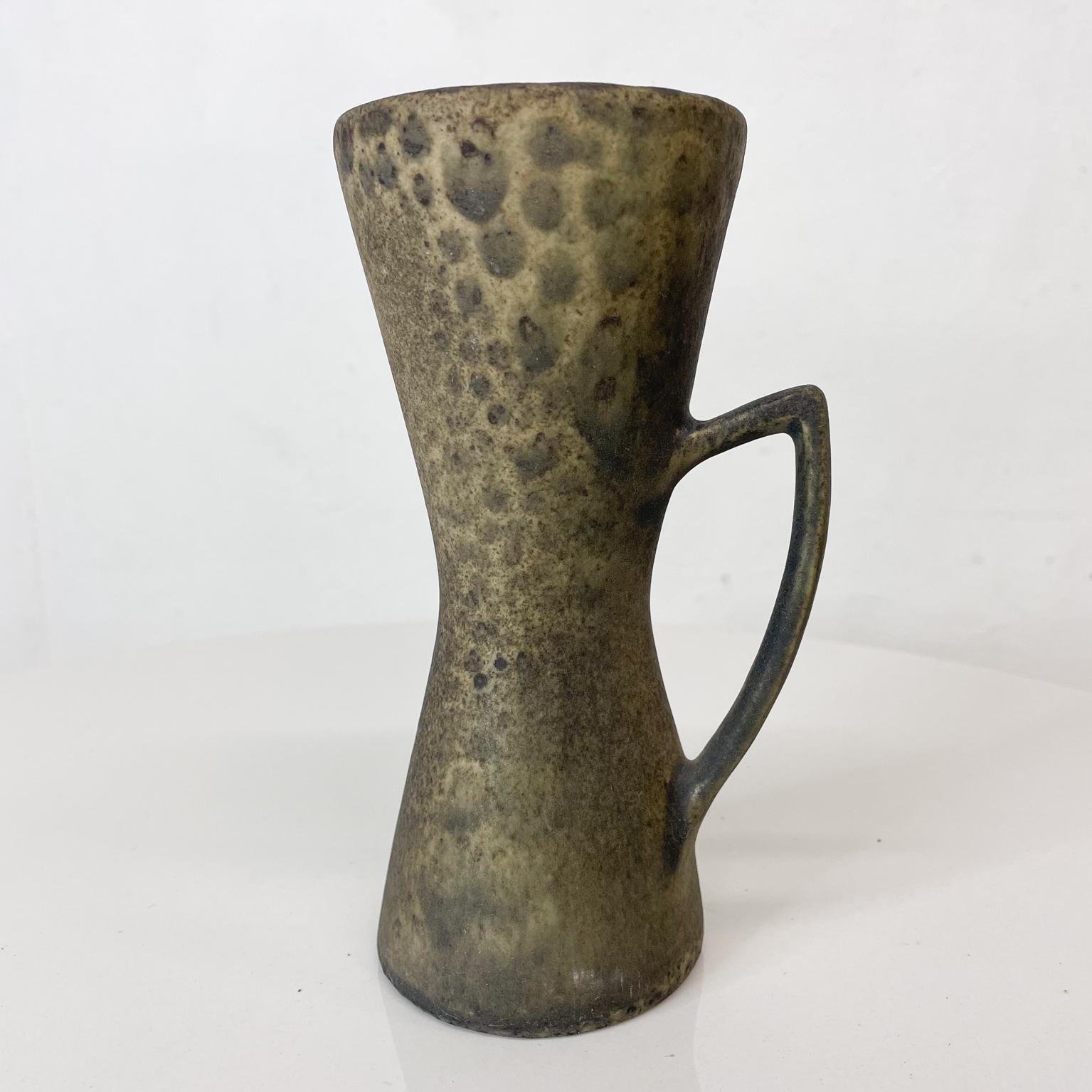 Mid-Century Modern Dramatic Coffee Cup Ceramic Pottery Handmade Art in Mottled Earth Signed 1970s