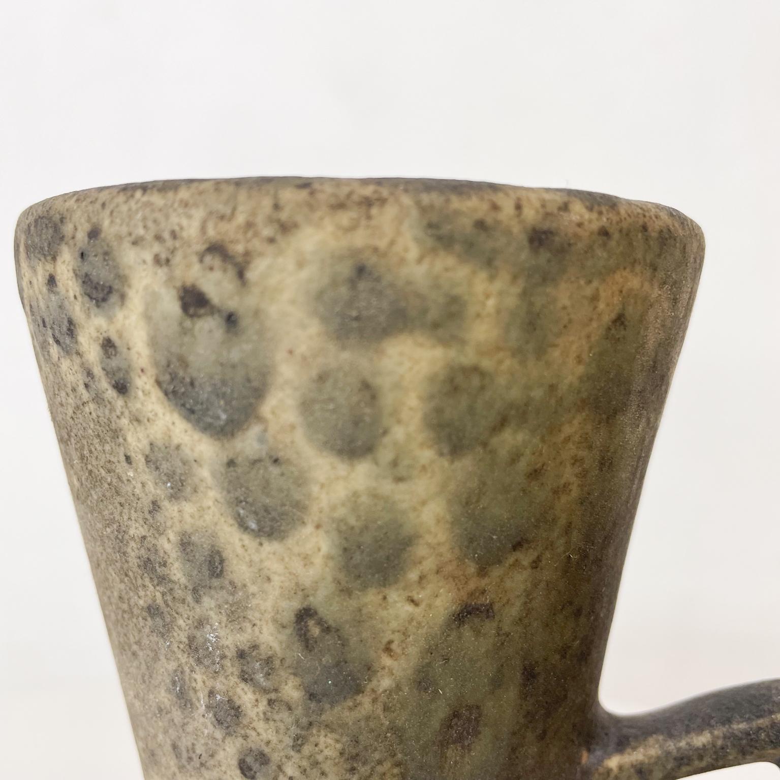 American Dramatic Coffee Cup Ceramic Pottery Handmade Art in Mottled Earth Signed 1970s