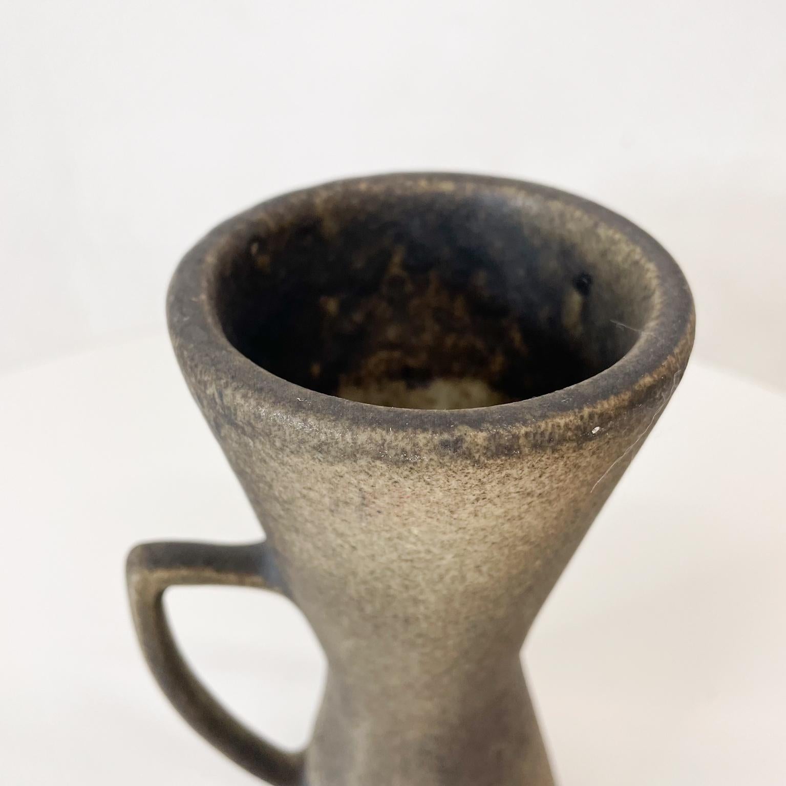Dramatic Coffee Cup Ceramic Pottery Handmade Art in Mottled Earth Signed 1970s 2