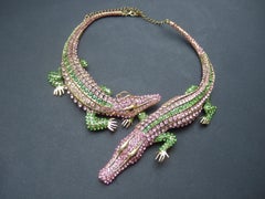 Dramatische, mit Kristallen besetzte, gegliederte Alligator-Kropfkette 21st c