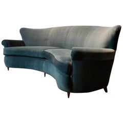 Dramatic Curved Sofa in the Style of Ico Parisi, Italy, 1950s, Fully Restored
