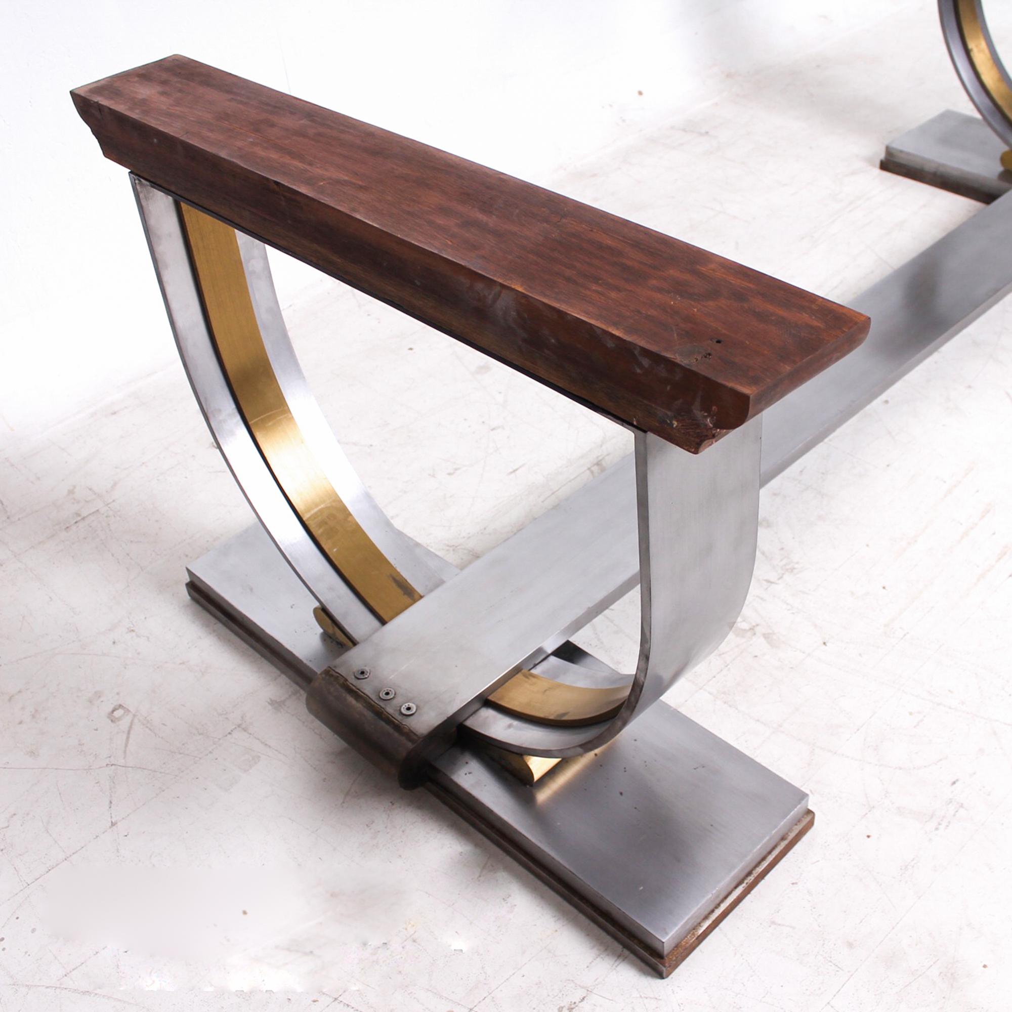 Mid-Century Modern 1960s Solid Steel Bronze Dining Table Base Arturo Pani Mexico For Sale