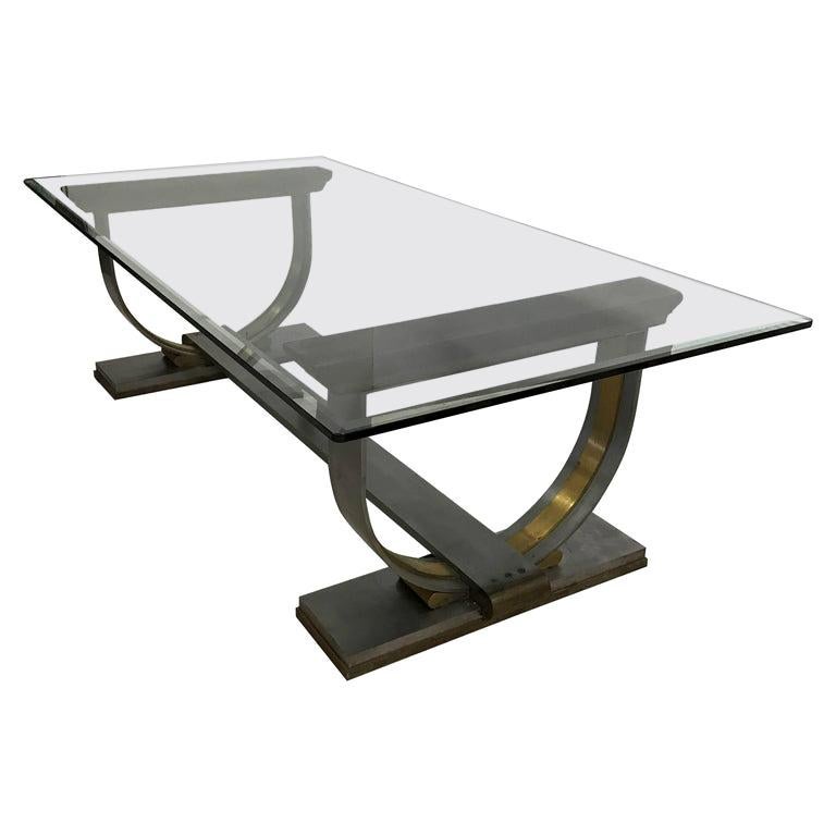 Heavy Horseshoe Dining Table Solid Steel and Bronze Arturo Pani Mexico