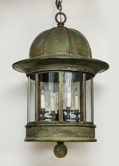 Dramatic Double Height English Country House Center Hall Hanging Lantern