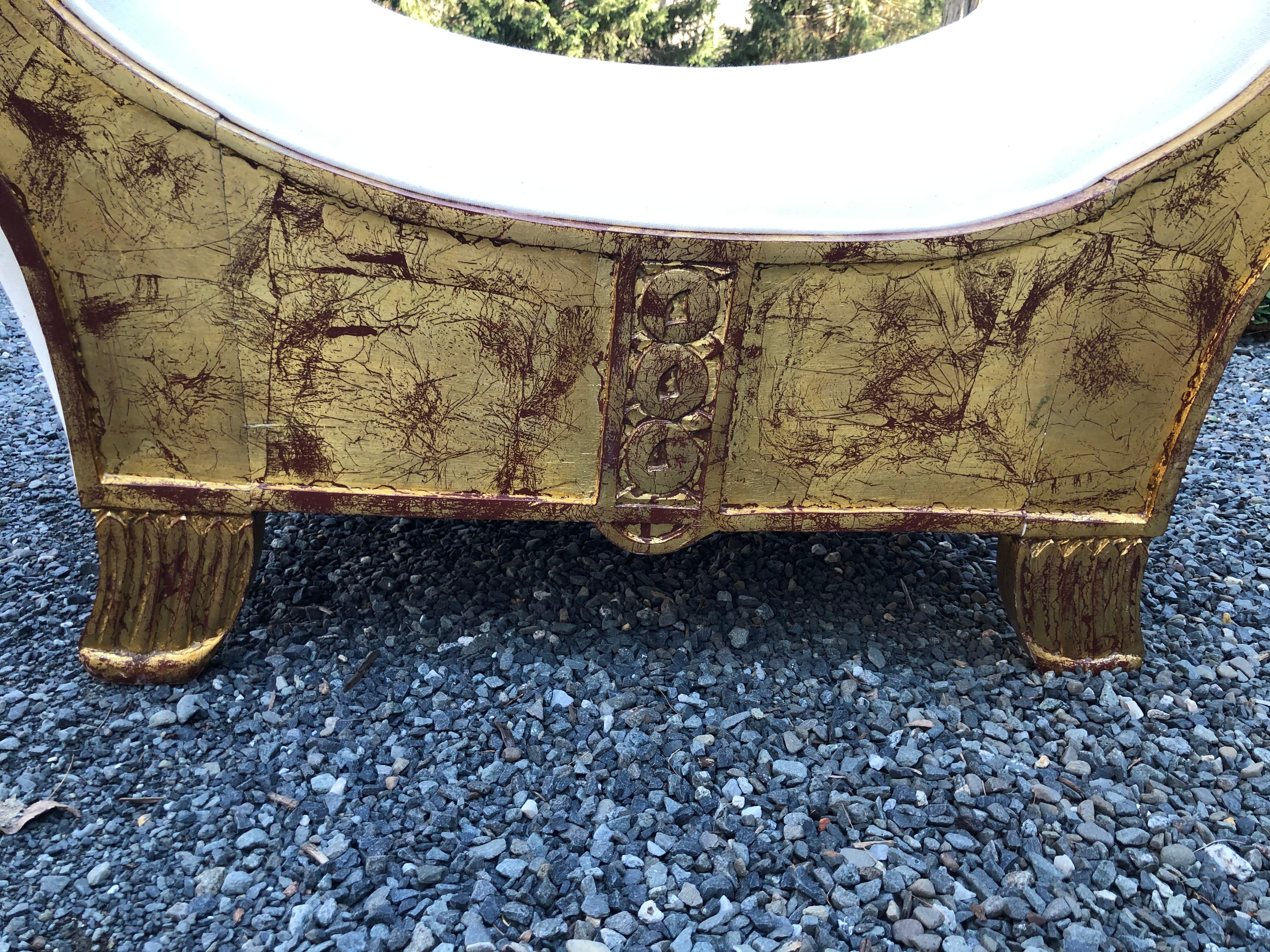 Dramatic Egyptian Revival Giltwood Bench with New Upholstery 8