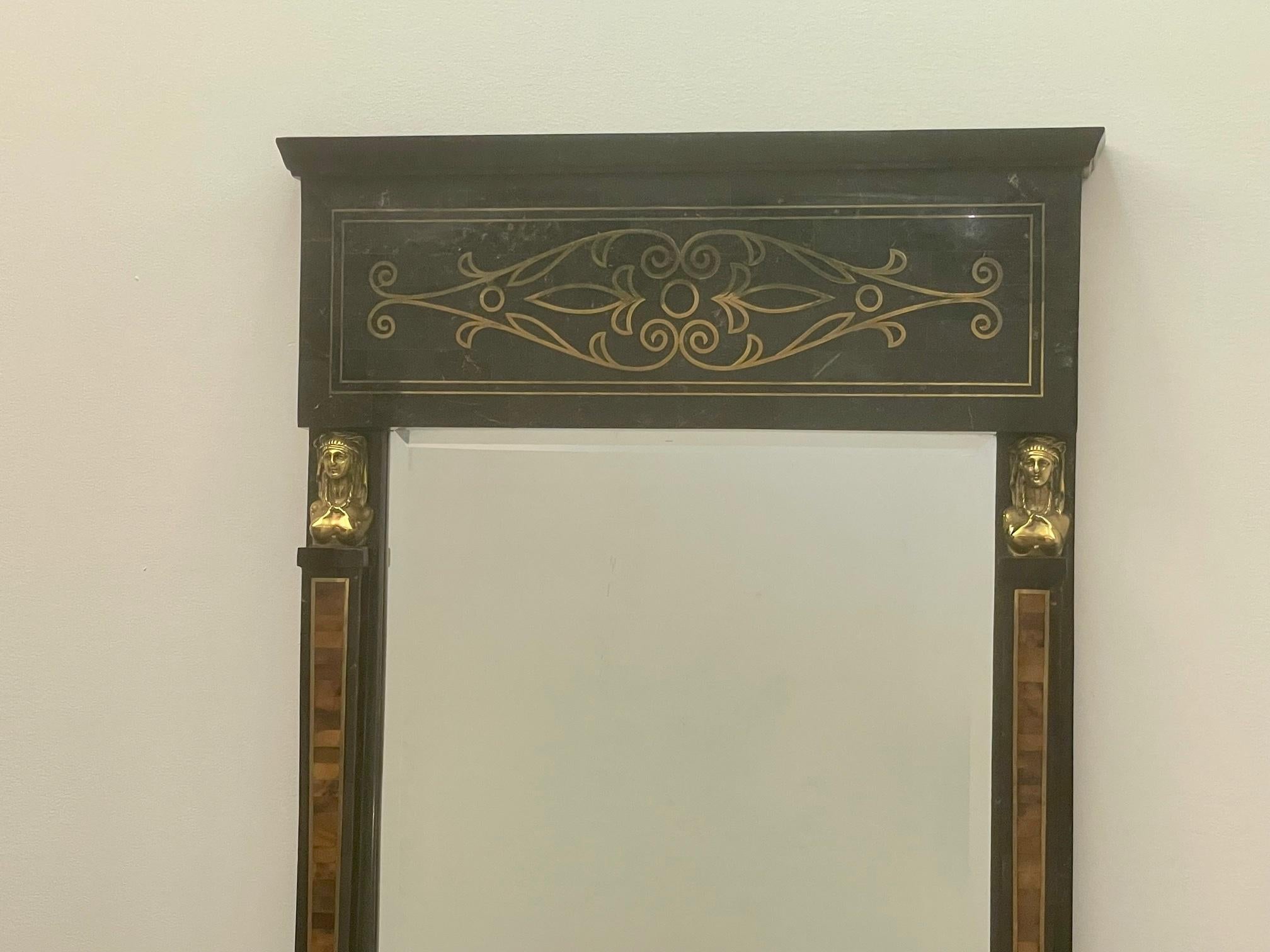 Dramatic Egyptian Revival Maitland Smith Console with Matching Mirror For Sale 4