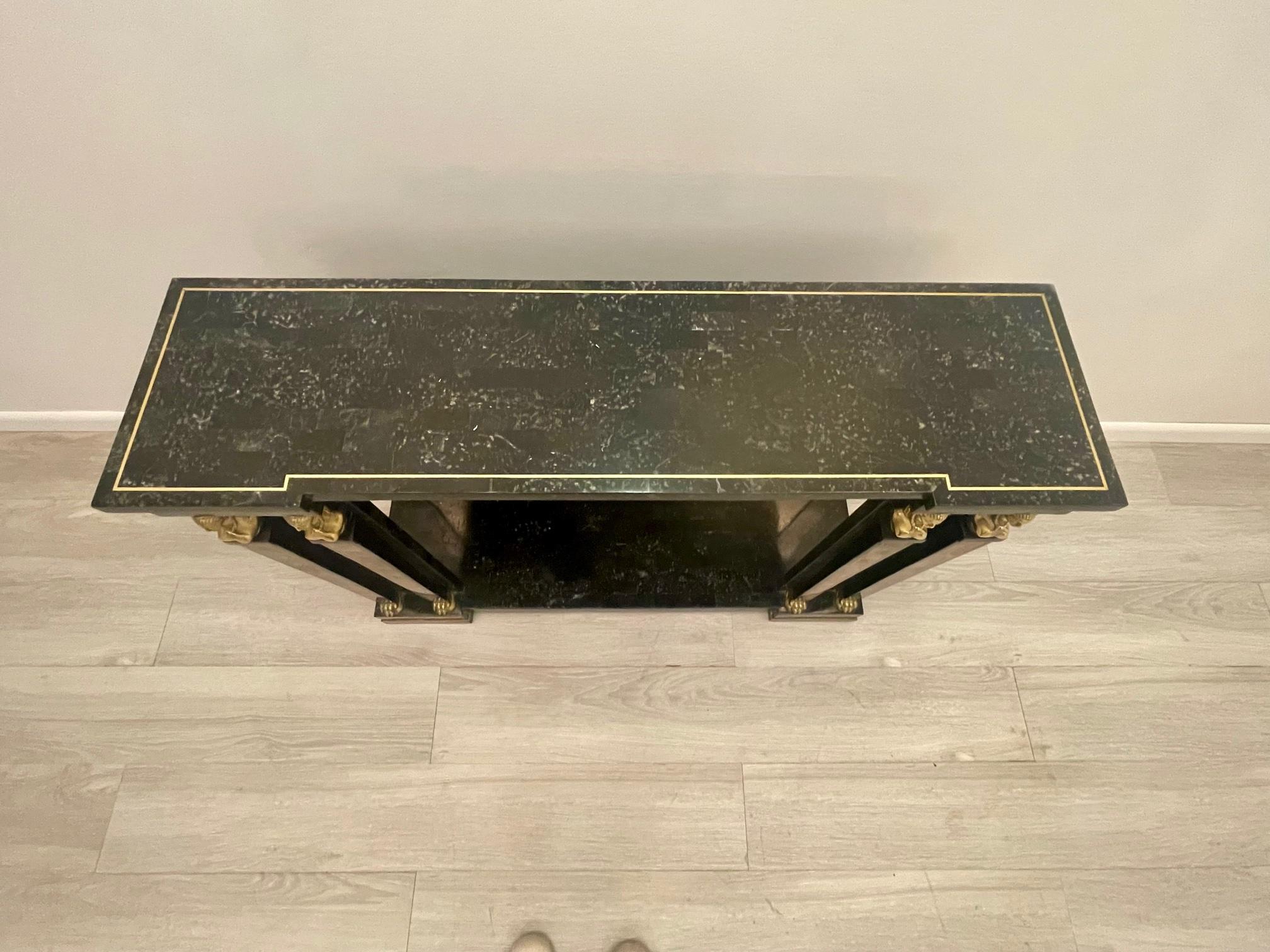 Mosaic Dramatic Egyptian Revival Maitland Smith Console with Matching Mirror