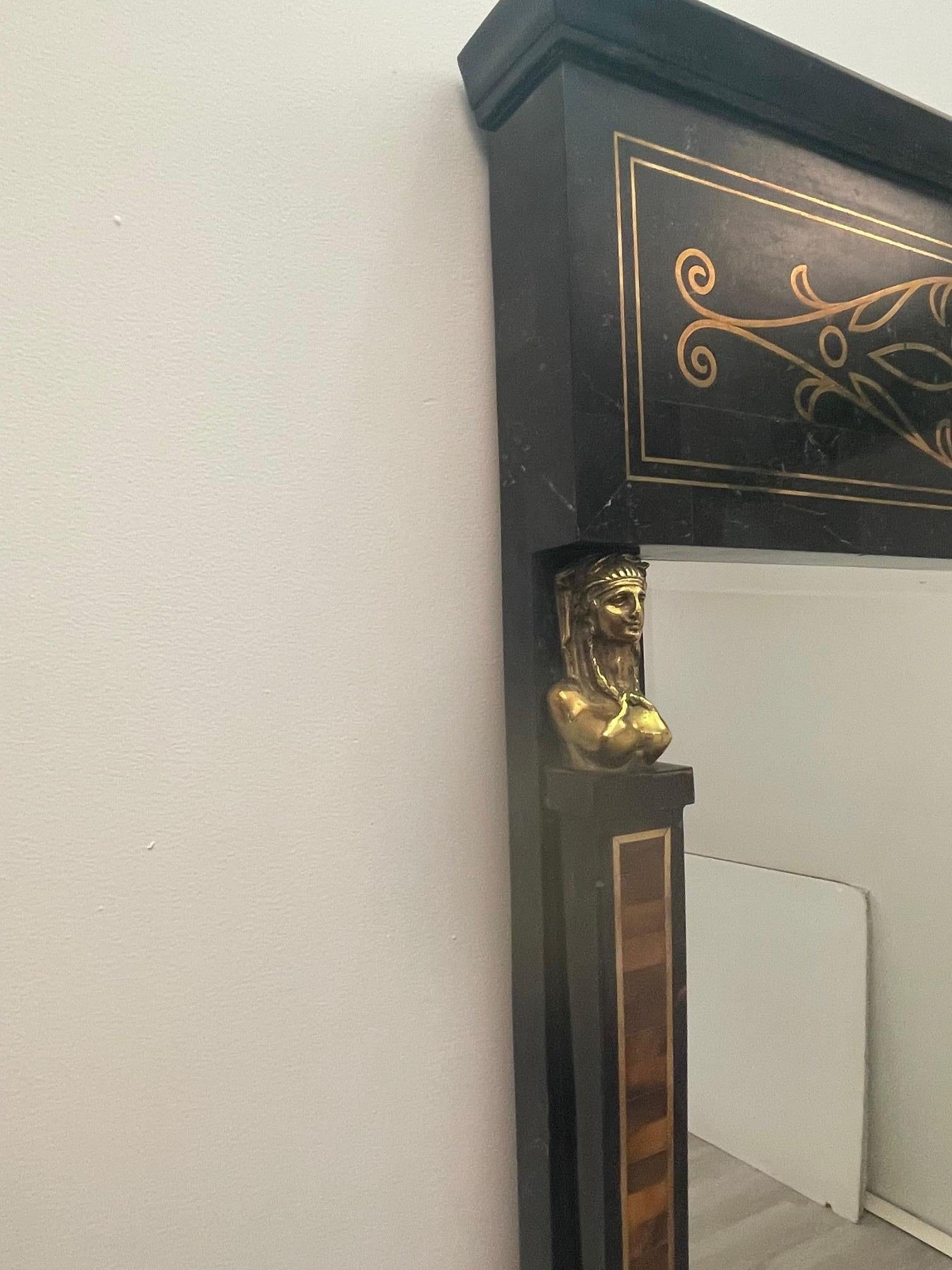 Late 20th Century Dramatic Egyptian Revival Maitland Smith Console with Matching Mirror