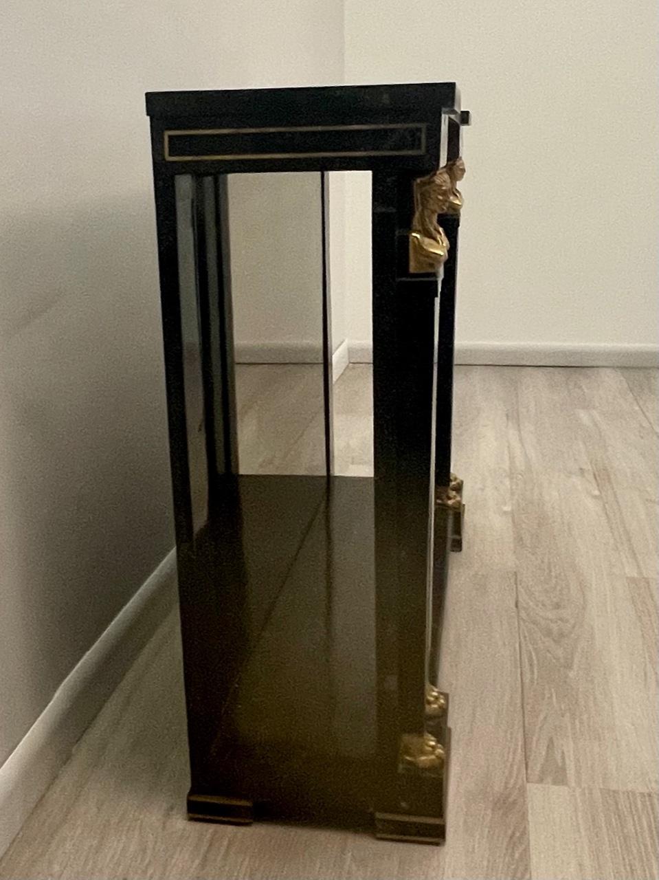 Dramatic Egyptian Revival Maitland Smith Console with Matching Mirror 1
