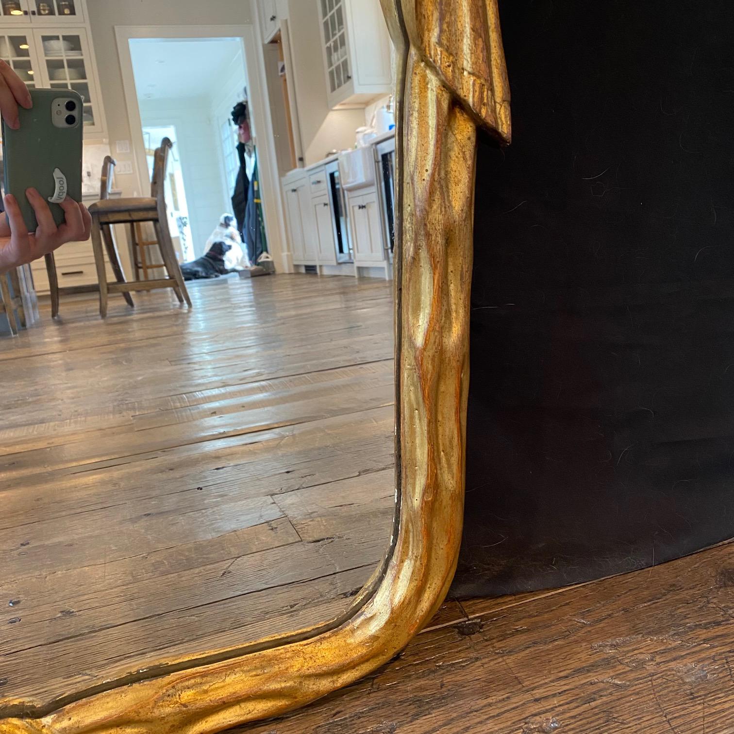 20th Century Dramatic French Art Nouveau Draped Curtain Shaped Mirror For Sale