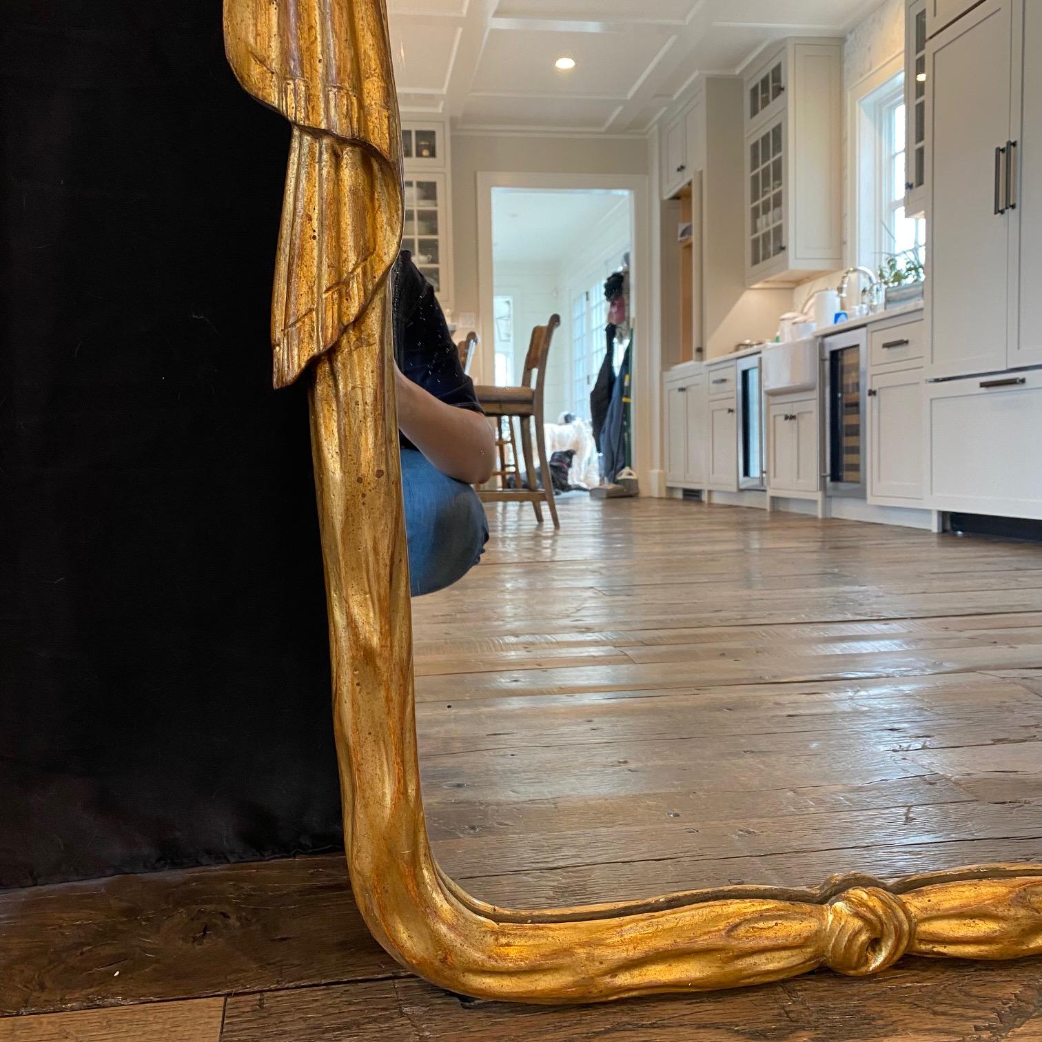 Dramatic French Art Nouveau Draped Curtain Shaped Mirror For Sale 2