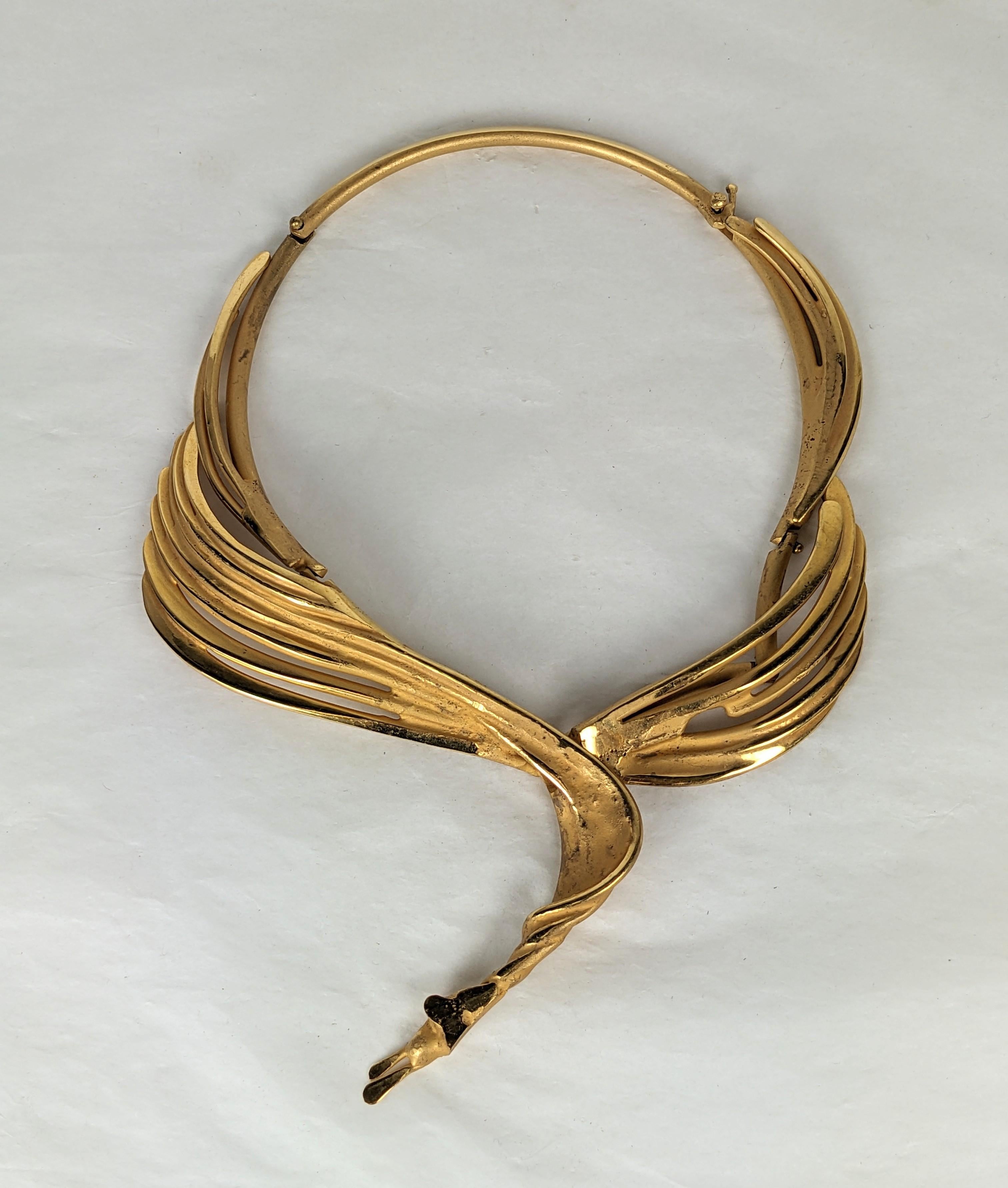 Women's Dramatic French Winged Bronze Artisanal Collar For Sale