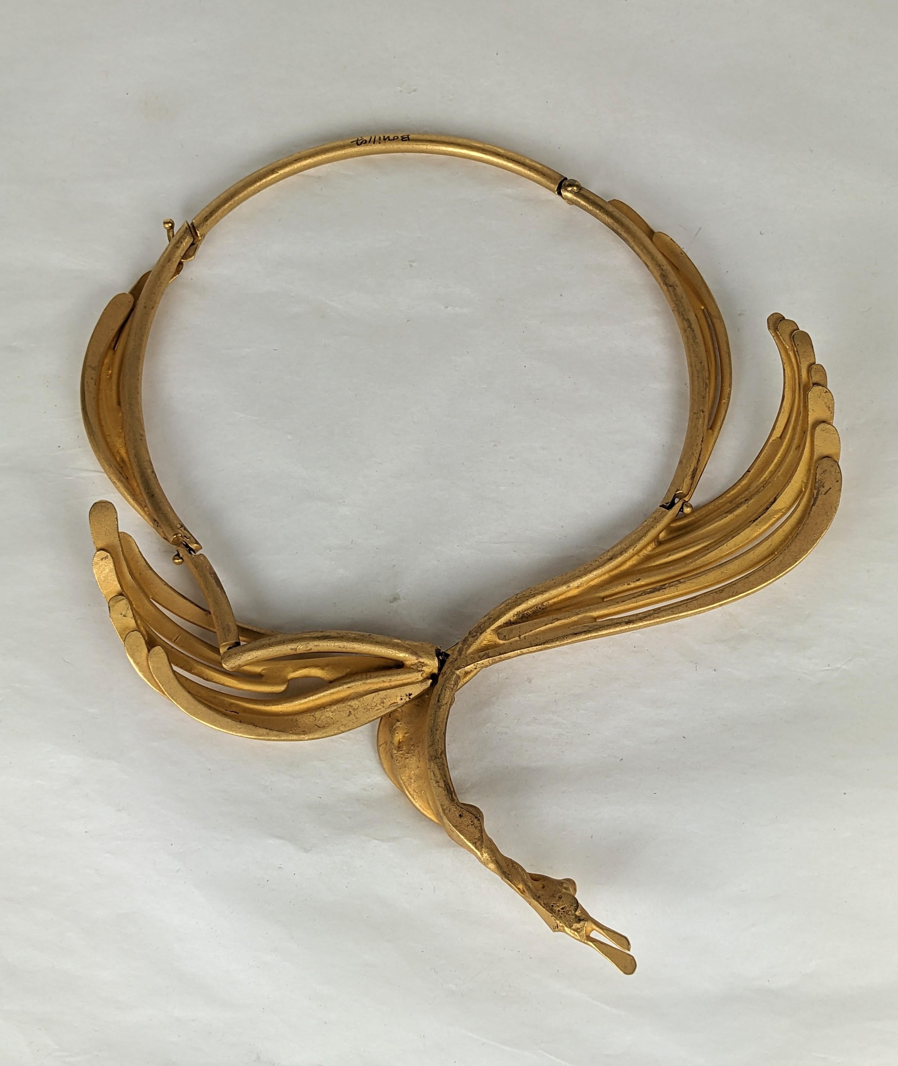 Dramatic French Winged Bronze Artisanal Collar For Sale 1