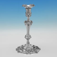 Dramatic George III Rococo Sterling Silver Candlesticks by William Fountain 1811