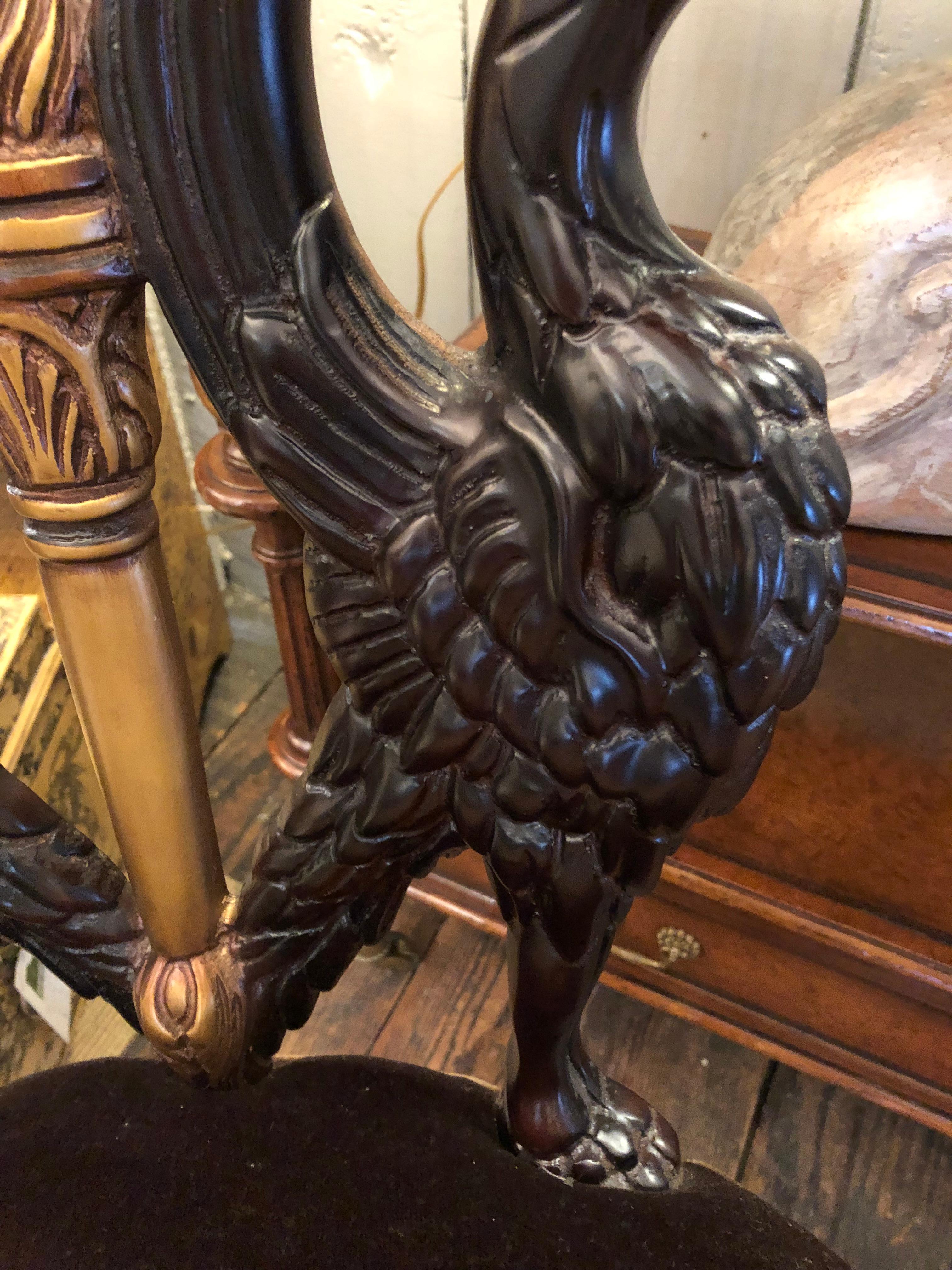 Dramatic Hurtado Valencia Spain Swan Carved Armchair In Good Condition For Sale In Hopewell, NJ