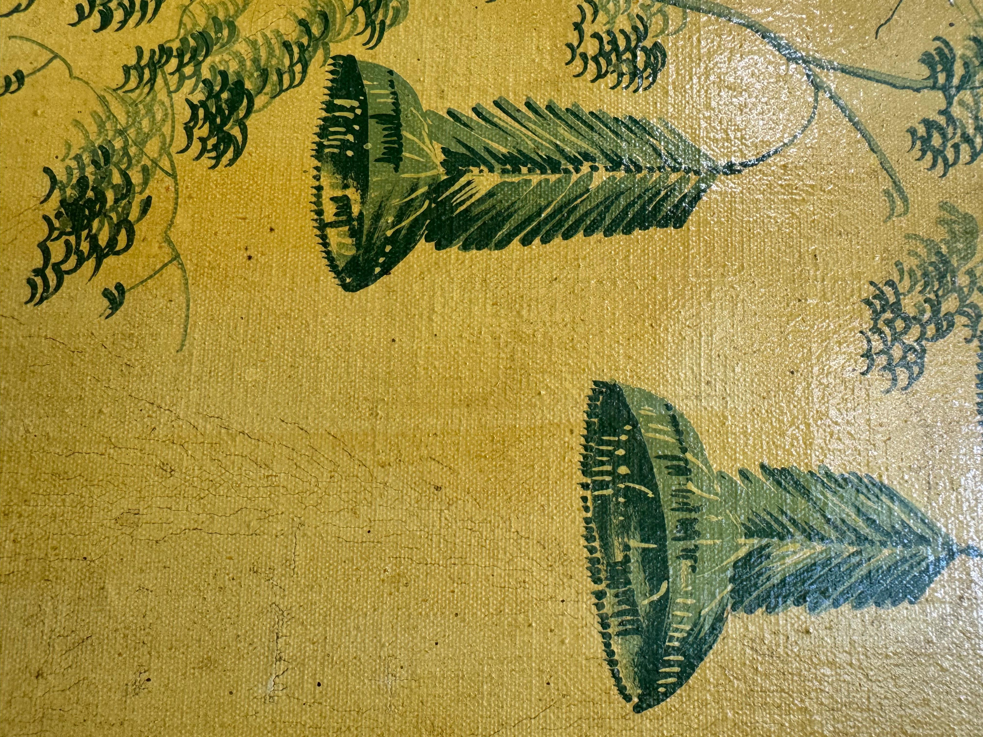 Dramatic Large 4 Panel Chinoiserie Screen in Rare Color Palette 3
