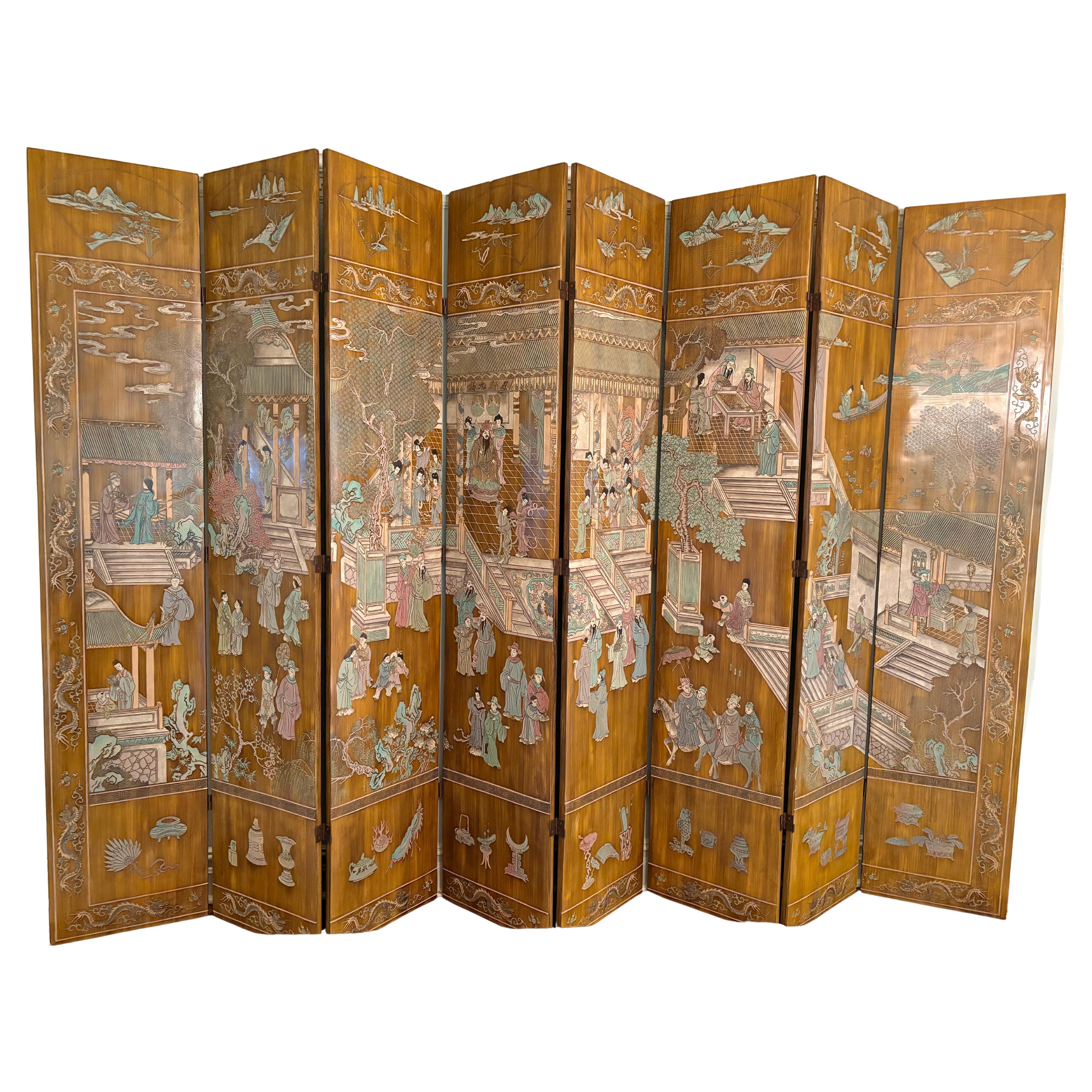 Dramatic Large 8 Panel Coromandel Screen
