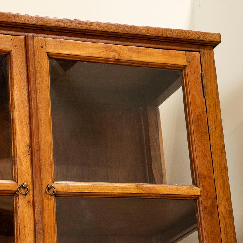 Dramatic Large Antique Glass and Pine Bookcase Display Cabinet in Three Sections 1