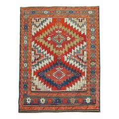 Dramatic Large Scale 20th Century Antique Russian Karabagh Square Rug