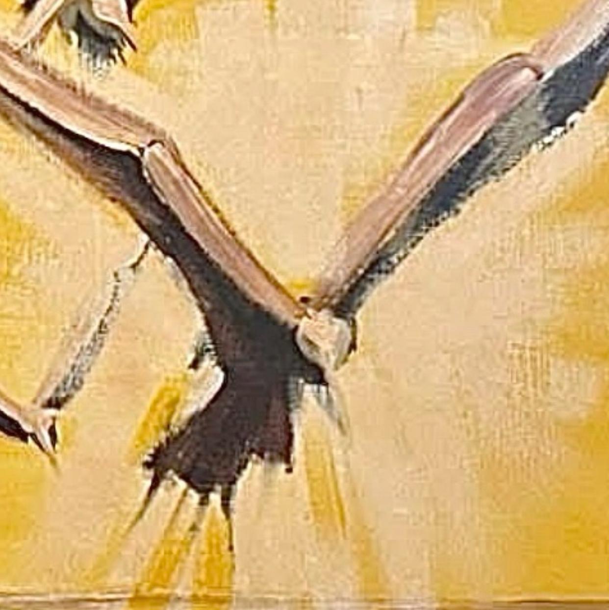 Mid-Century Modern Dramatic Mid Century Modern Adrian Nautical Seagull Bird Framed Signed Painting For Sale