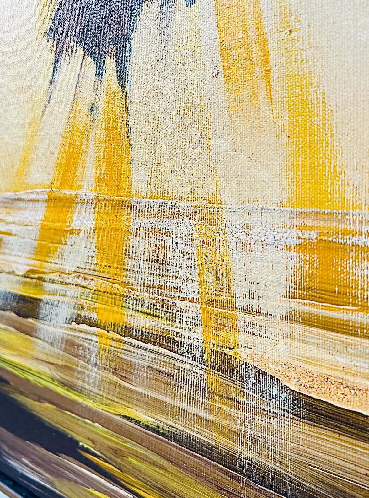 Dramatic Mid Century Modern Adrian Nautical Seagull Bird Framed Signed Painting For Sale 1