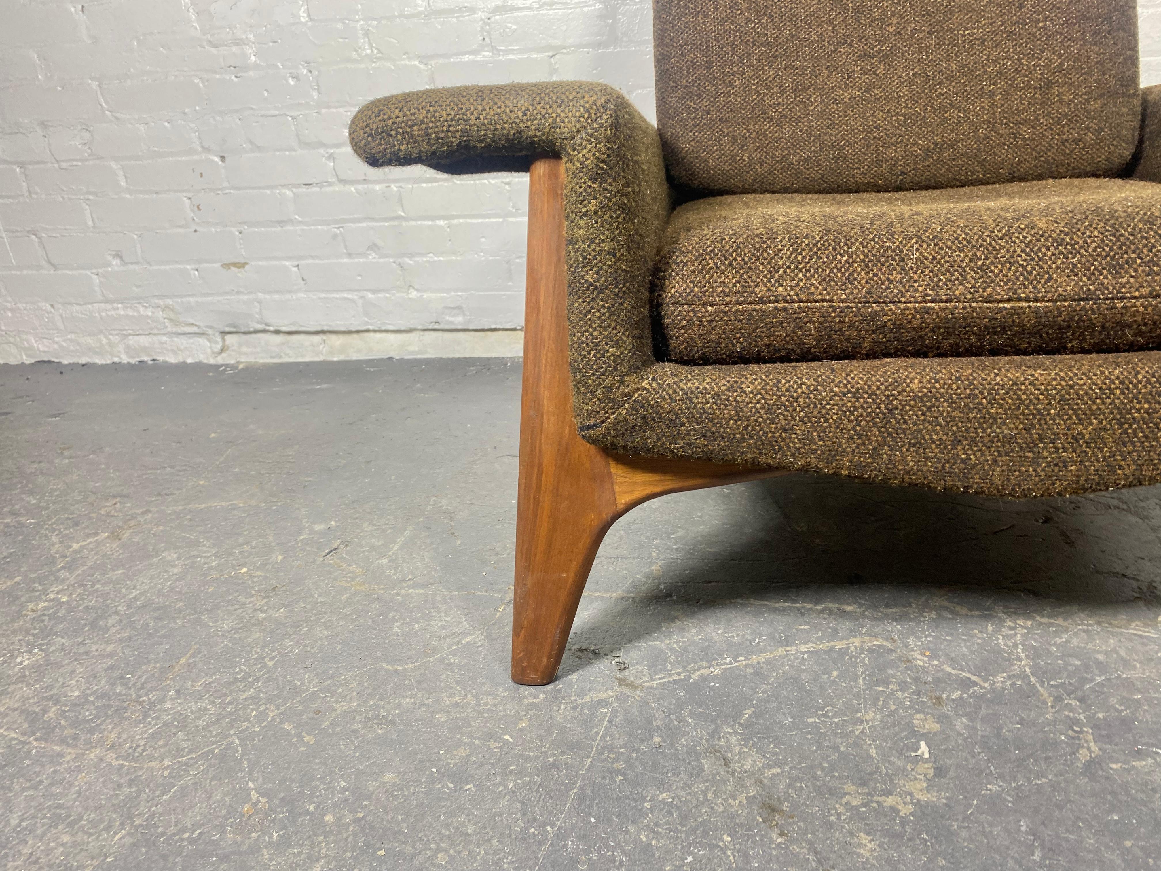 Dramatic Modernist Lounge Chair by Adrian Pearsall.Sculptural Walnut Base. For Sale 4