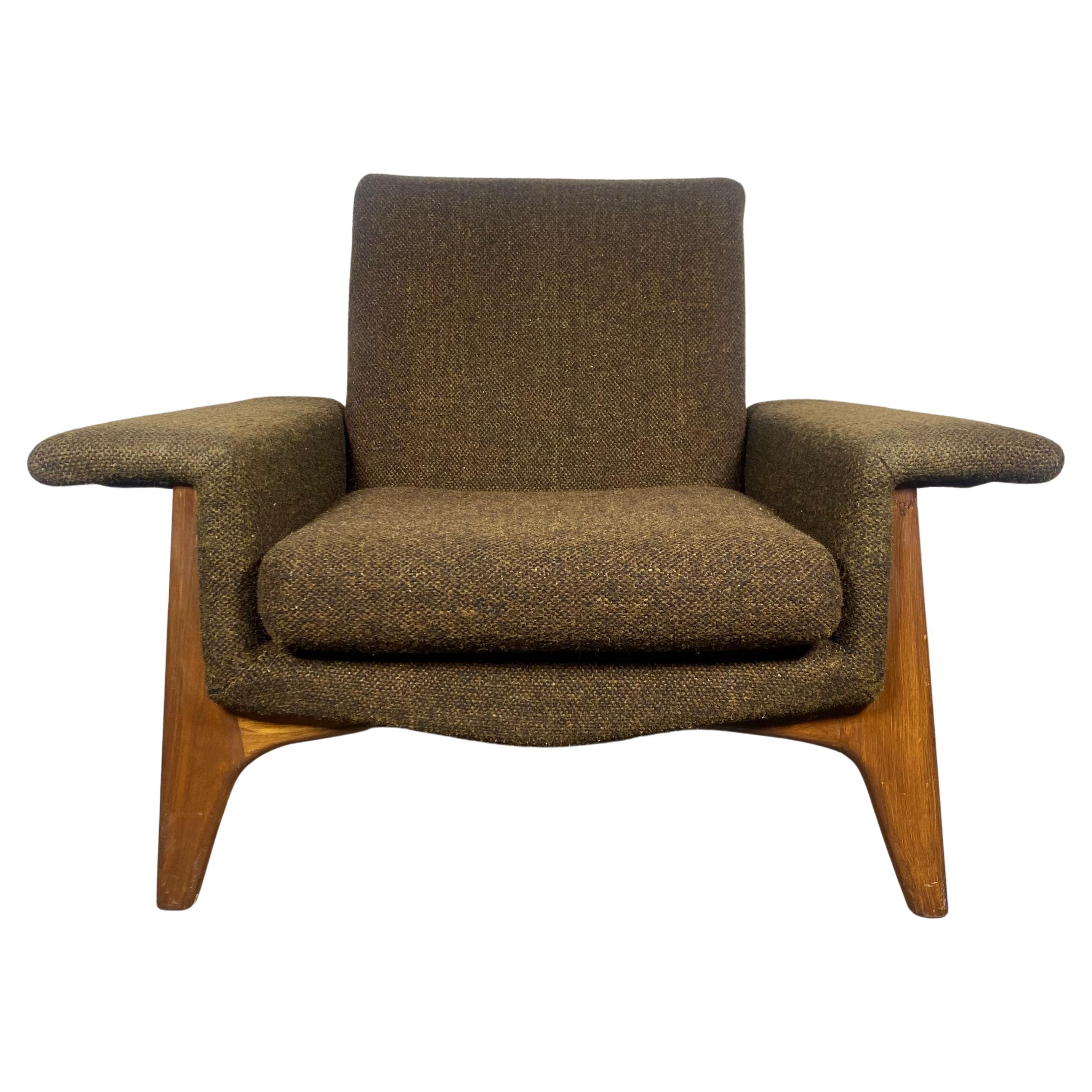 Dramatic Modernist Lounge Chair by Adrian Pearsall.Sculptural Walnut Base.
