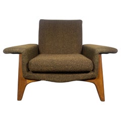 Vintage Dramatic Modernist Lounge Chair by Adrian Pearsall.Sculptural Walnut Base.