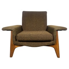 Dramatic Modernist Lounge Chair by Adrian Pearsall.Sculptural Walnut Base.