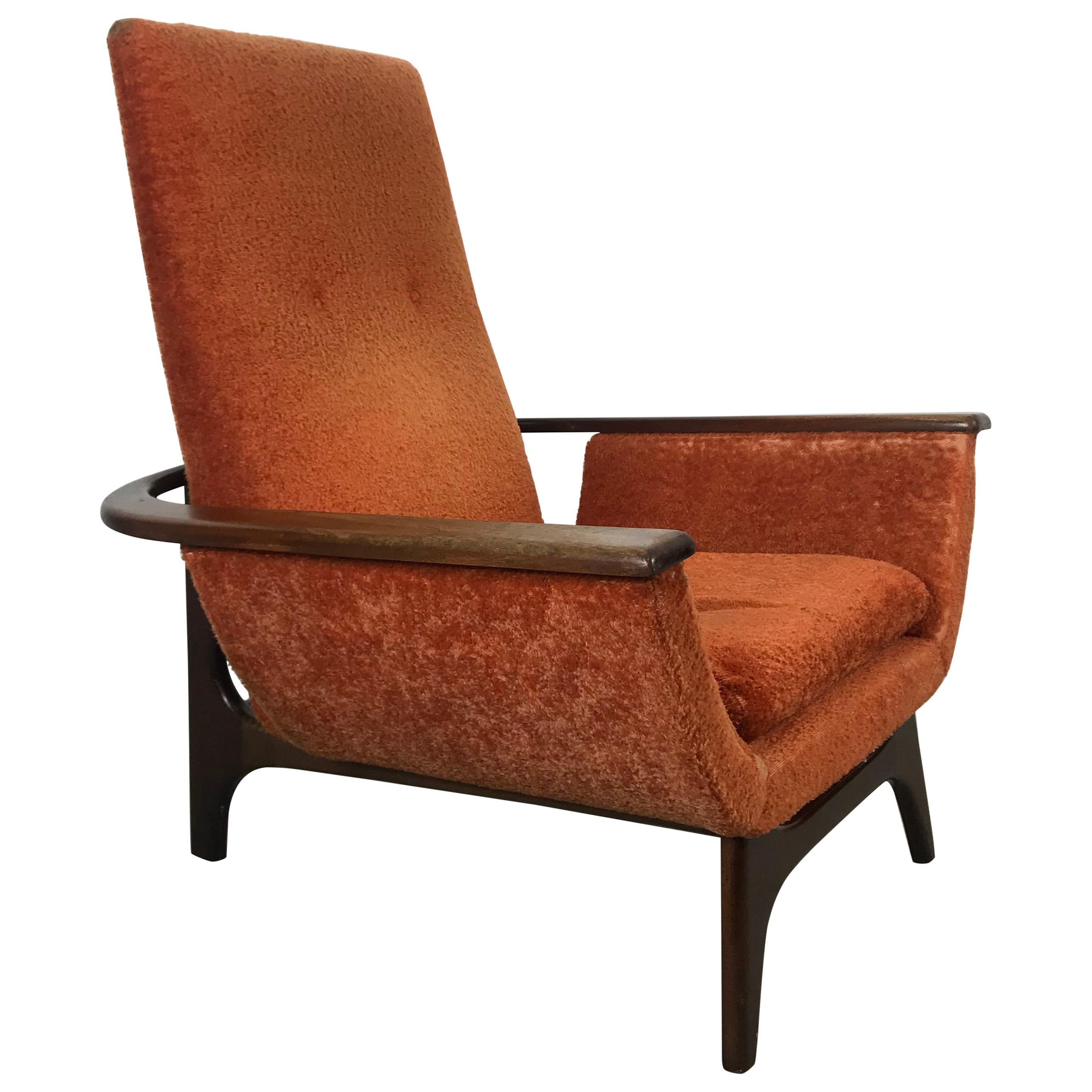 Dramatic Modernist Lounge Chair, Sculpted Walnut by Luigi Tiengo for Cimon