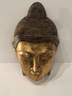 Dramatic Monumental Gilded and Embellished Buddha Head Wall Art